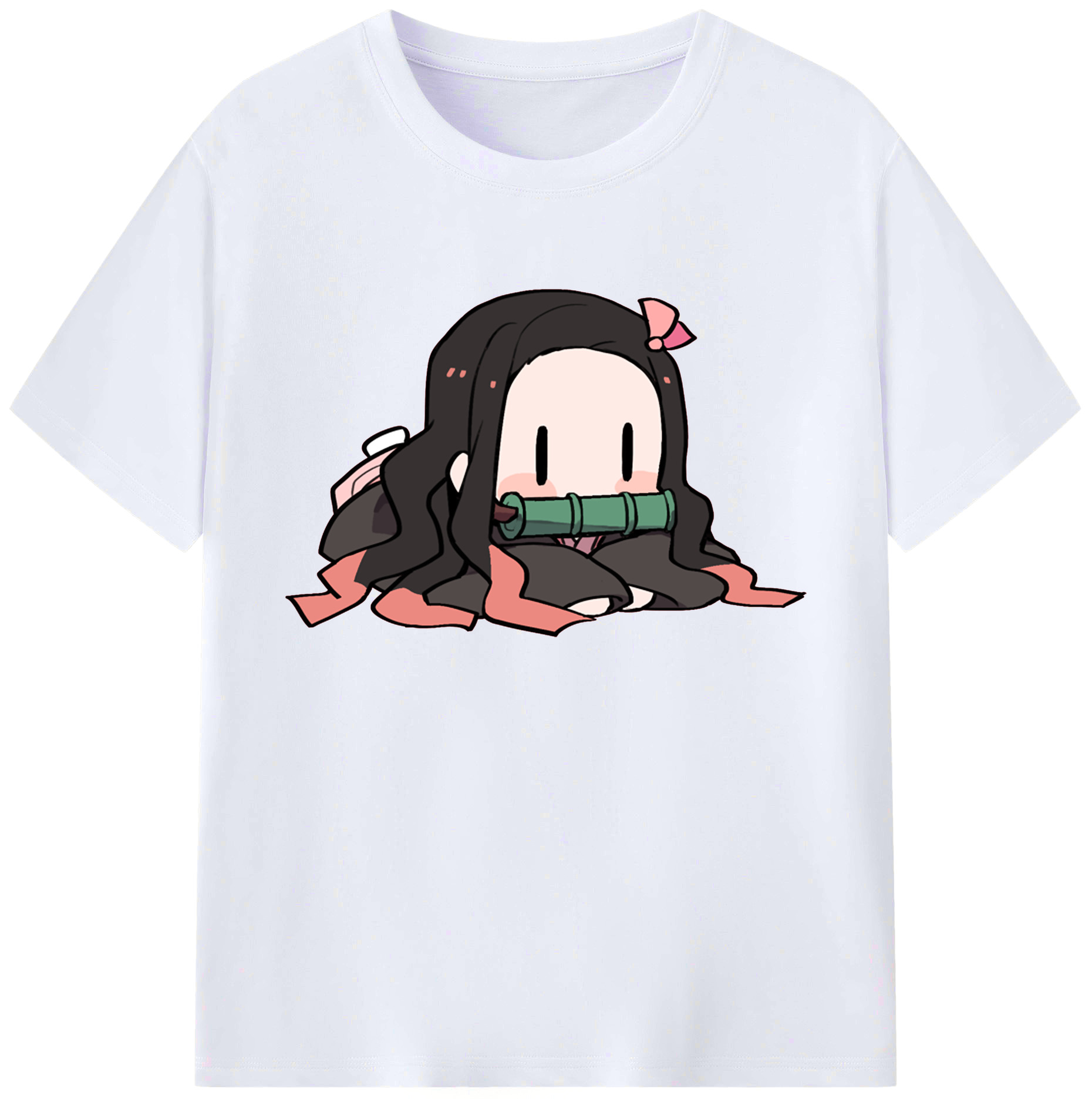 （画像用） 鬼滅の刃（きめつのやいば）竈門 禰󠄀豆子／かまど ねずこ Kamado Nezuko 綿100％ メンズ半袖Tシャツ｜肌触りやわらか＆通気性