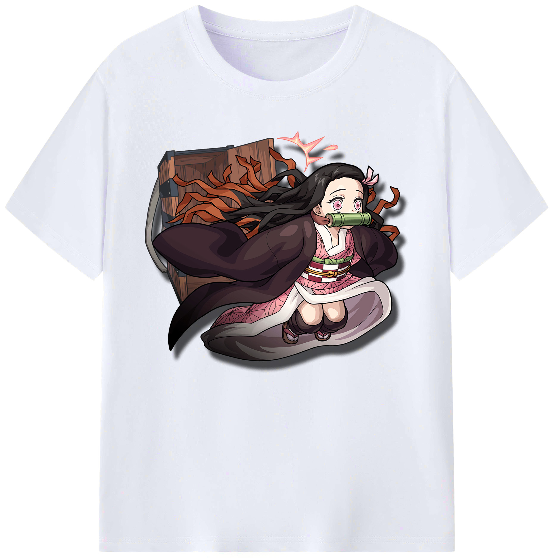 （画像用） 鬼滅の刃（きめつのやいば）竈門 禰󠄀豆子／かまど ねずこ Kamado Nezuko 綿100％ メンズ半袖Tシャツ｜肌触りやわらか＆通気性