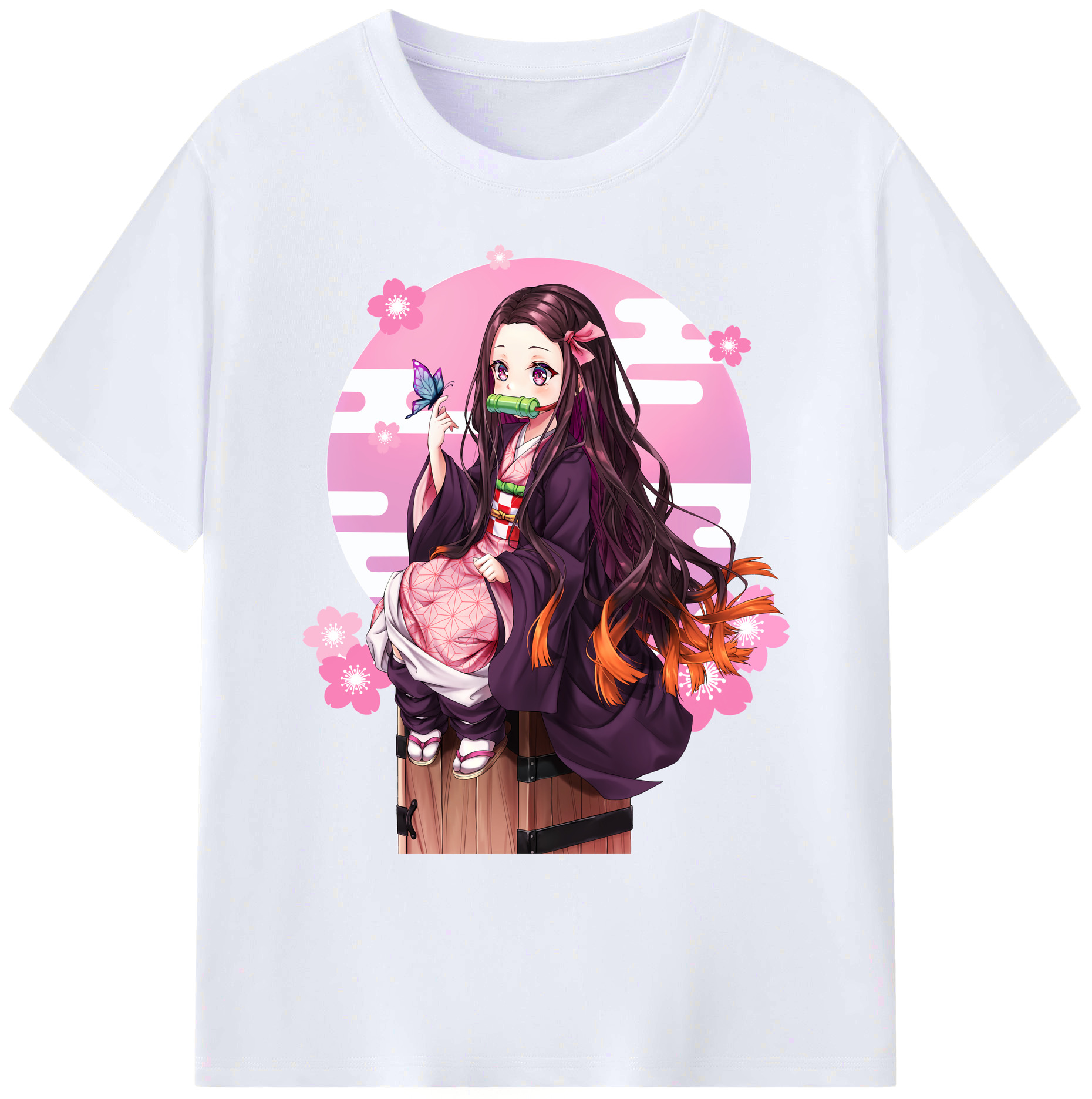 （画像用） 鬼滅の刃（きめつのやいば）竈門 禰󠄀豆子／かまど ねずこ Kamado Nezuko 綿100％ メンズ半袖Tシャツ｜肌触りやわらか＆通気性