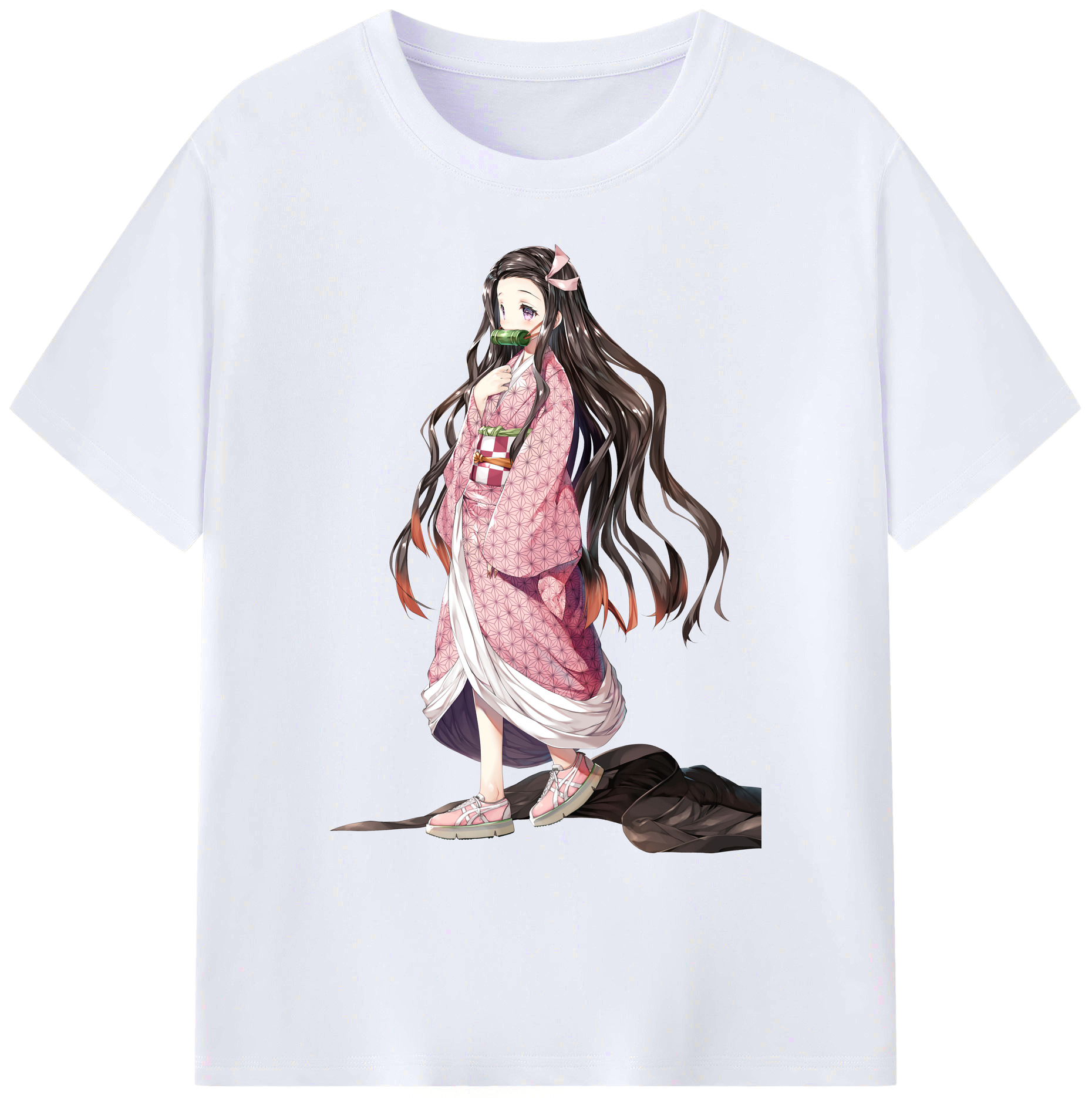 （画像用） 鬼滅の刃（きめつのやいば）竈門 禰󠄀豆子／かまど ねずこ Kamado Nezuko 綿100％ メンズ半袖Tシャツ｜肌触りやわらか＆通気性