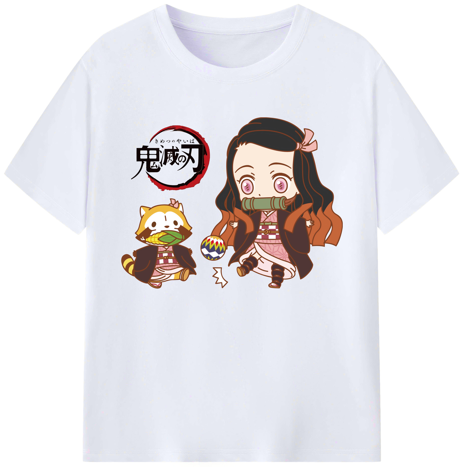 （画像用） 鬼滅の刃（きめつのやいば）竈門 禰󠄀豆子／かまど ねずこ Kamado Nezuko 綿100％ メンズ半袖Tシャツ｜肌触りやわらか＆通気性