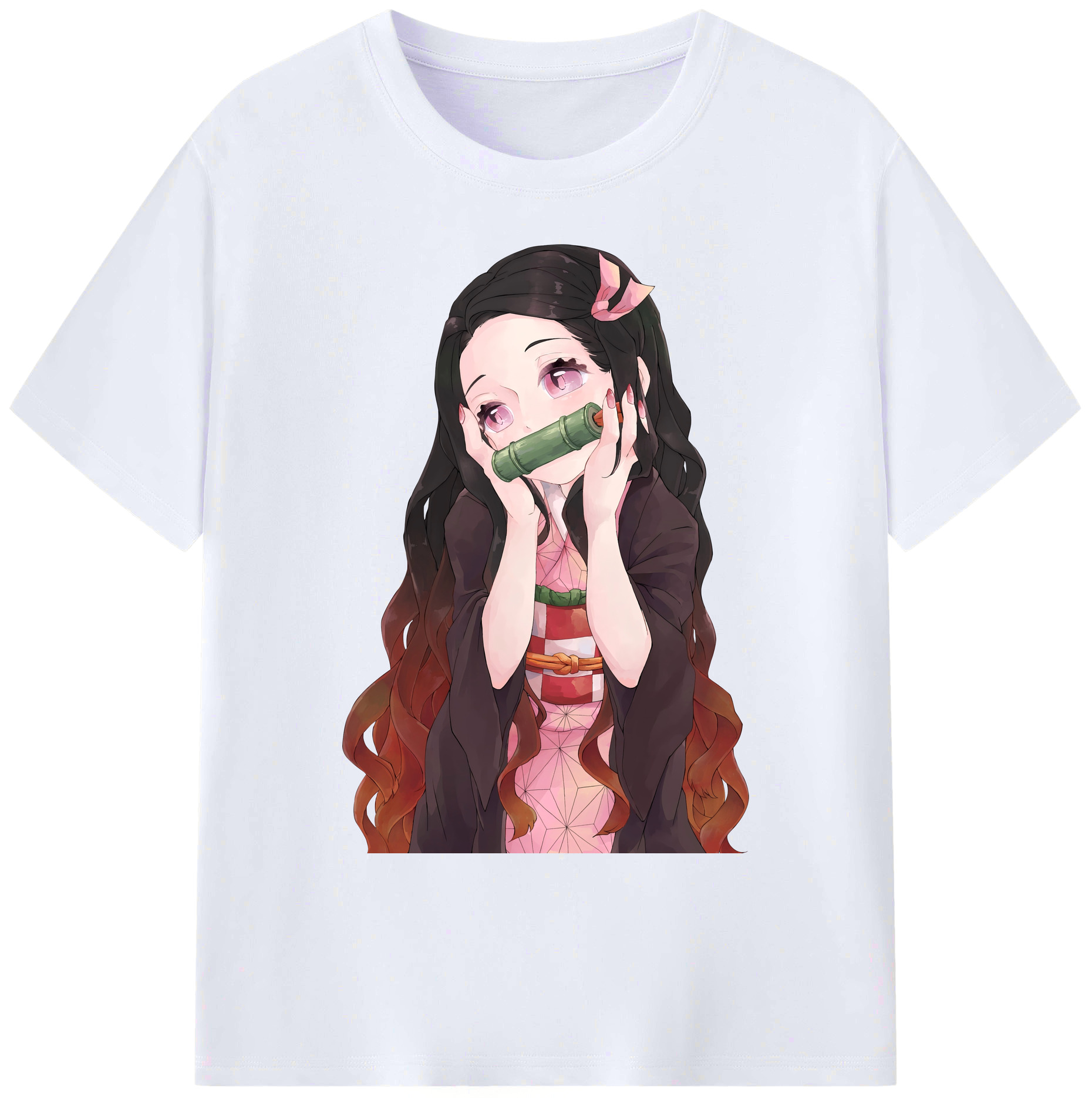 （画像用） 鬼滅の刃（きめつのやいば）竈門 禰󠄀豆子／かまど ねずこ Kamado Nezuko 綿100％ メンズ半袖Tシャツ｜肌触りやわらか＆通気性