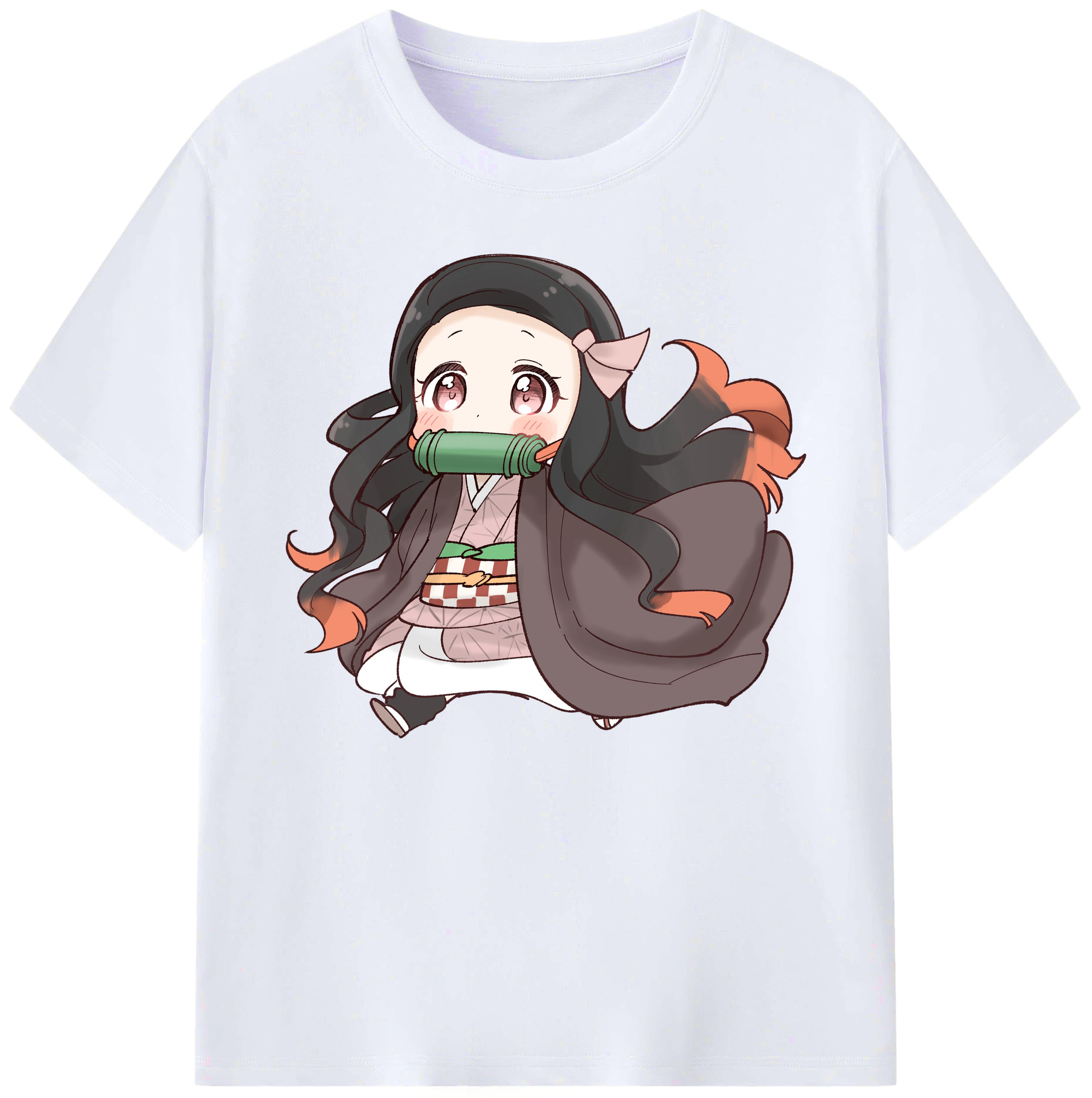 （画像用） 鬼滅の刃（きめつのやいば）竈門 禰󠄀豆子／かまど ねずこ Kamado Nezuko 綿100％ メンズ半袖Tシャツ｜肌触りやわらか＆通気性