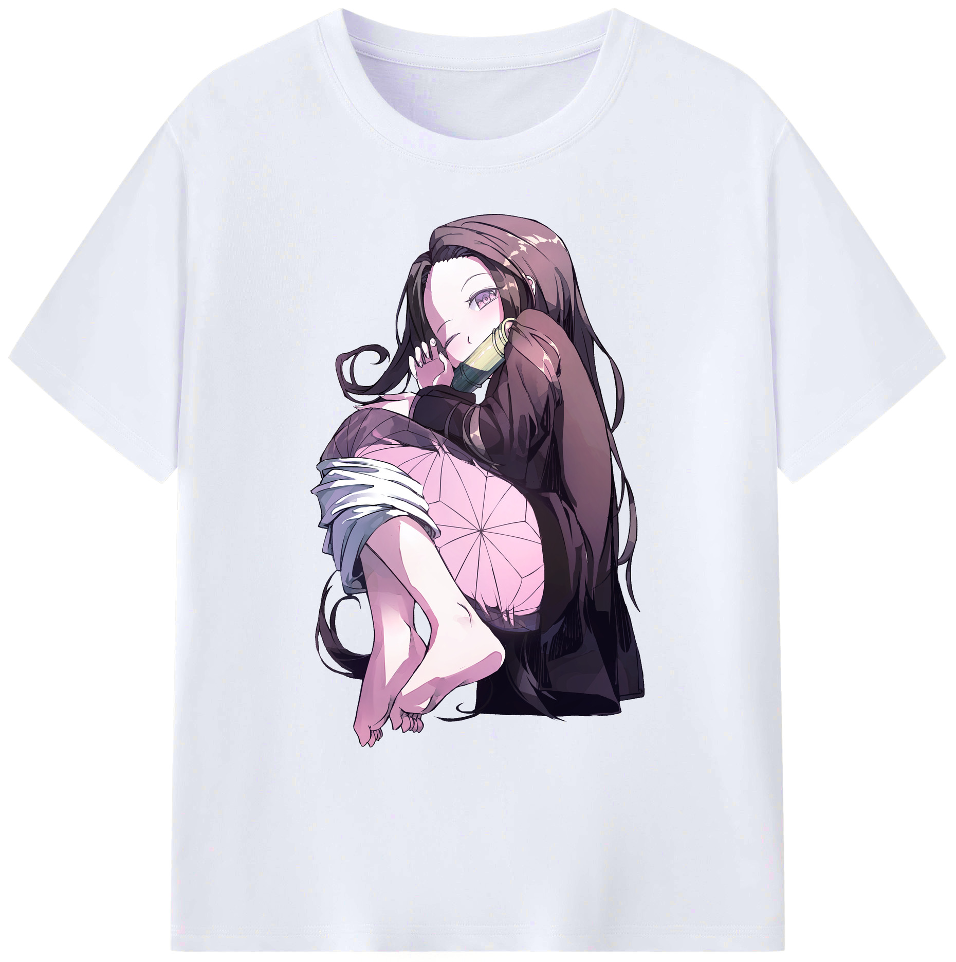 （画像用） 鬼滅の刃（きめつのやいば）竈門 禰󠄀豆子／かまど ねずこ Kamado Nezuko 綿100％ メンズ半袖Tシャツ｜肌触りやわらか＆通気性