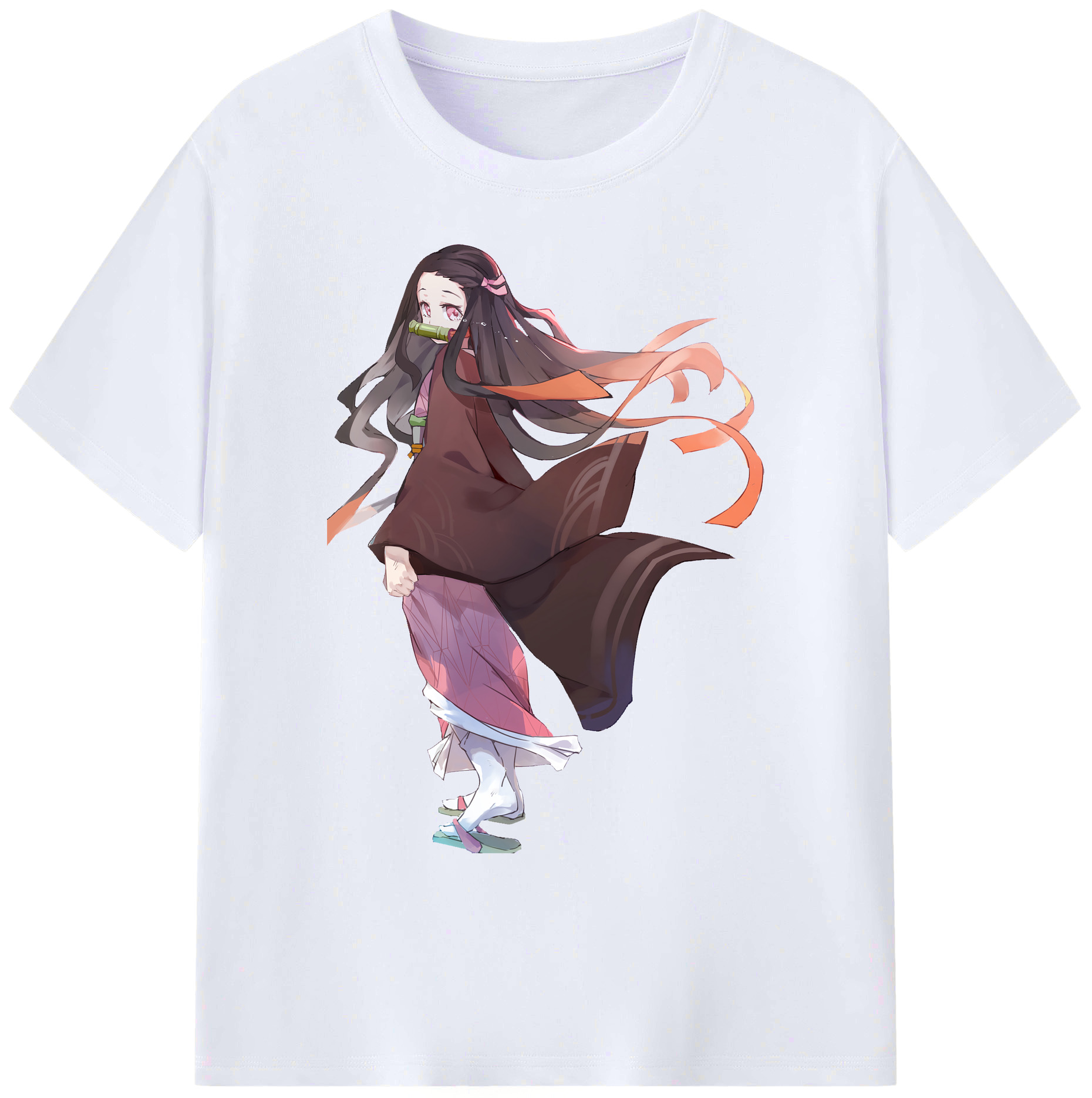 （画像用） 鬼滅の刃（きめつのやいば）竈門 禰󠄀豆子／かまど ねずこ Kamado Nezuko 綿100％ メンズ半袖Tシャツ｜肌触りやわらか＆通気性