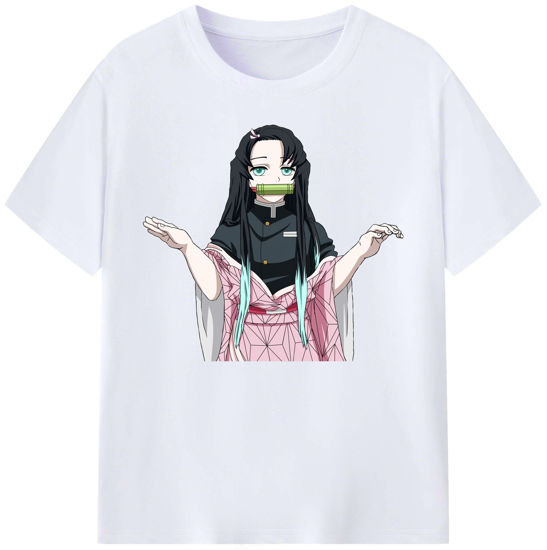 （画像用） 鬼滅の刃（きめつのやいば）竈門 禰󠄀豆子／かまど ねずこ Kamado Nezuko 綿100％ メンズ半袖Tシャツ｜肌触りやわらか＆通気性