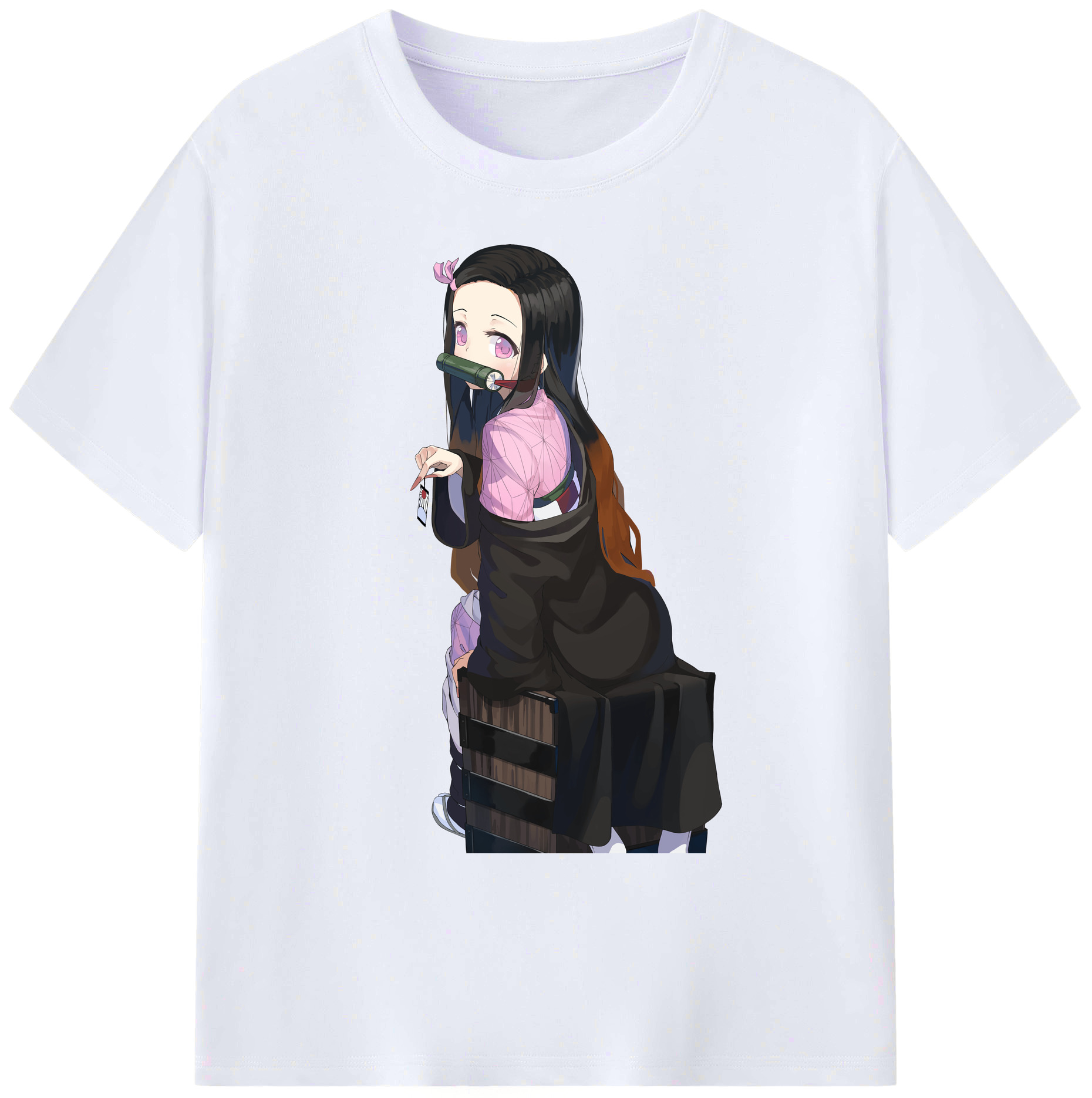 （画像用） 鬼滅の刃（きめつのやいば）竈門 禰󠄀豆子／かまど ねずこ Kamado Nezuko 綿100％ メンズ半袖Tシャツ｜肌触りやわらか＆通気性