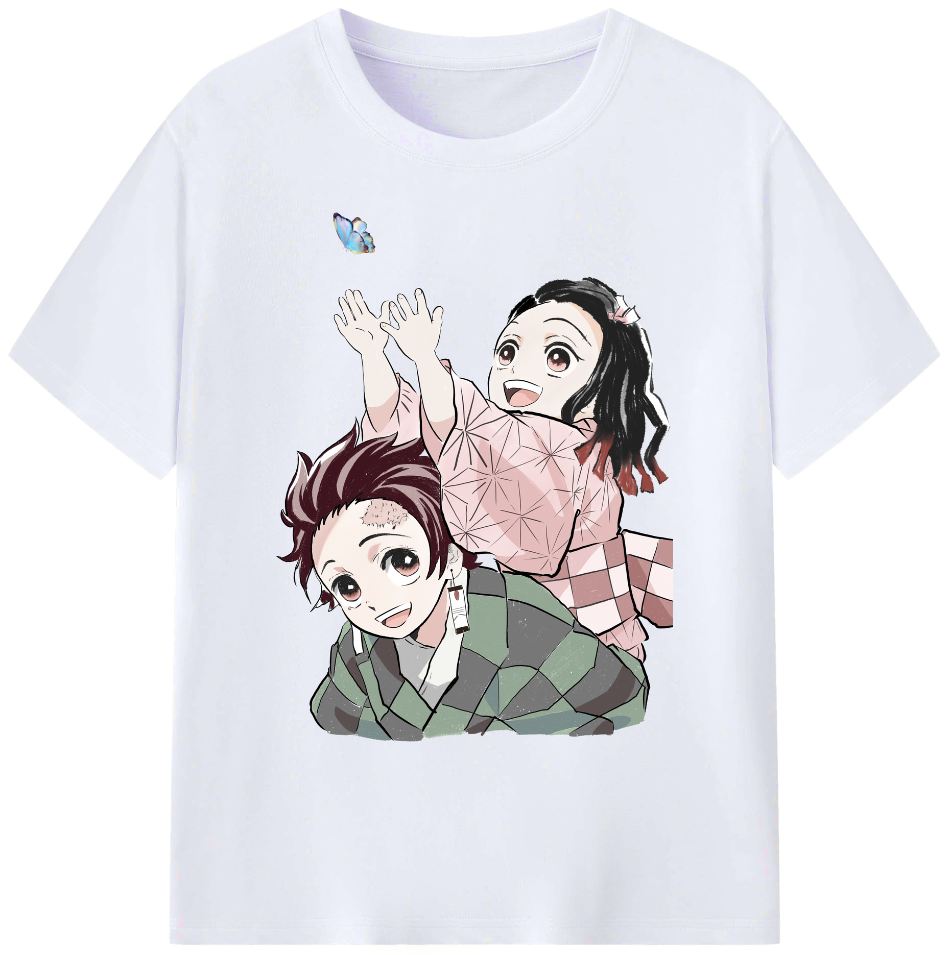 （画像用） 鬼滅の刃（きめつのやいば）竈門 禰󠄀豆子／かまど ねずこ Kamado Nezuko 綿100％ メンズ半袖Tシャツ｜肌触りやわらか＆通気性