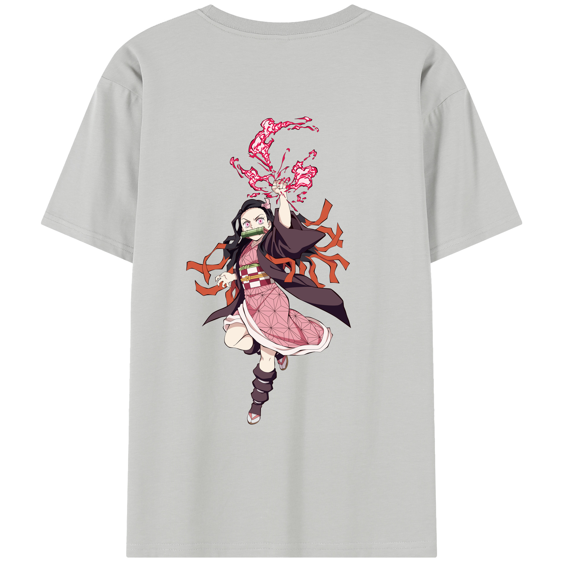 （画像用） 鬼滅の刃（きめつのやいば）竈門 禰󠄀豆子／かまど ねずこ Kamado Nezuko レディース半袖Tシャツ(バックプリント)