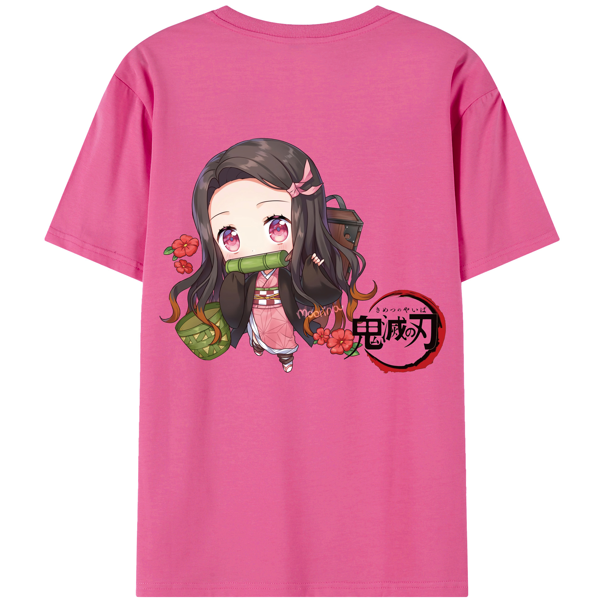 （画像用） 鬼滅の刃（きめつのやいば）竈門 禰󠄀豆子／かまど ねずこ Kamado Nezuko レディース半袖Tシャツ(バックプリント)