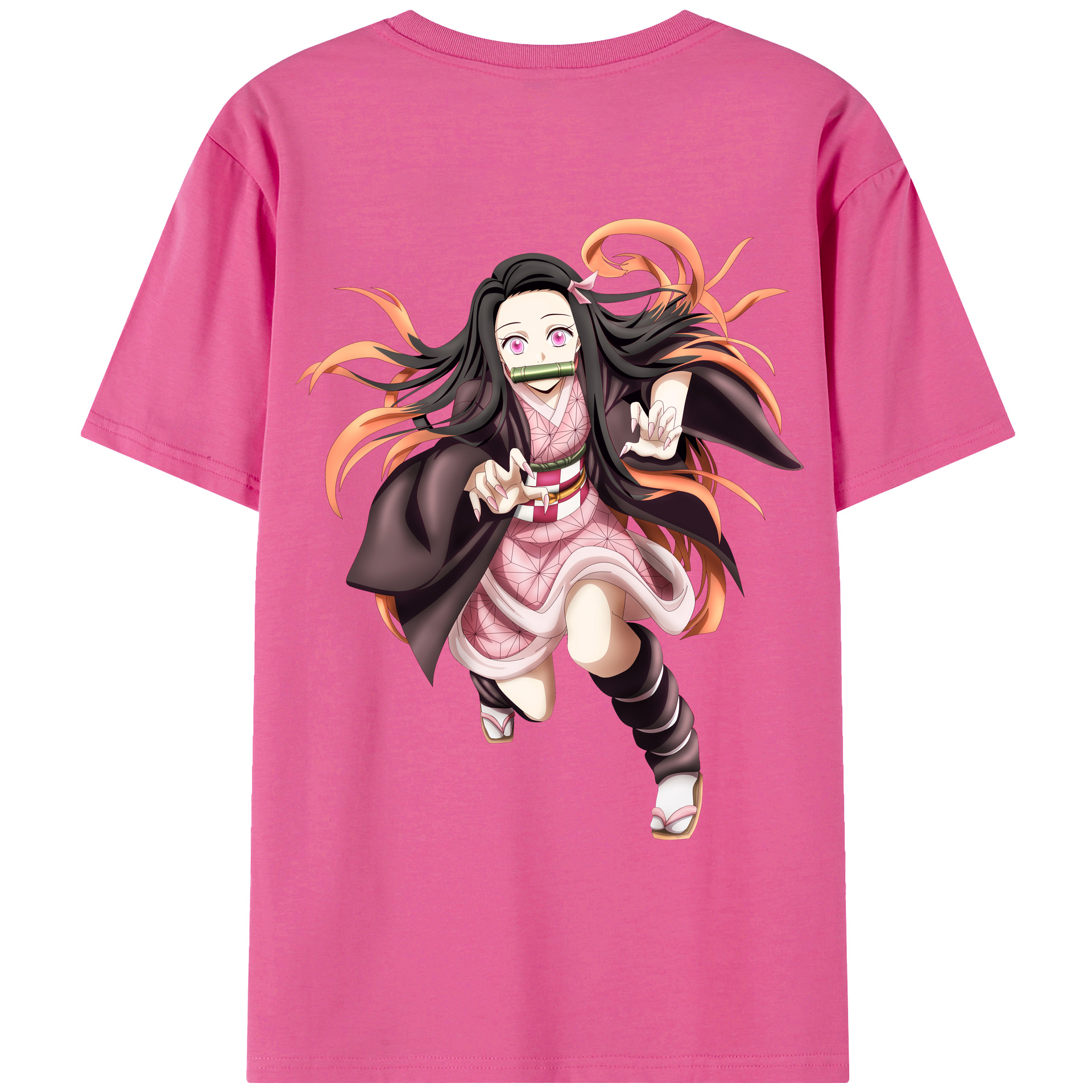 （画像用） 鬼滅の刃（きめつのやいば）竈門 禰󠄀豆子／かまど ねずこ Kamado Nezuko レディース半袖Tシャツ(バックプリント)