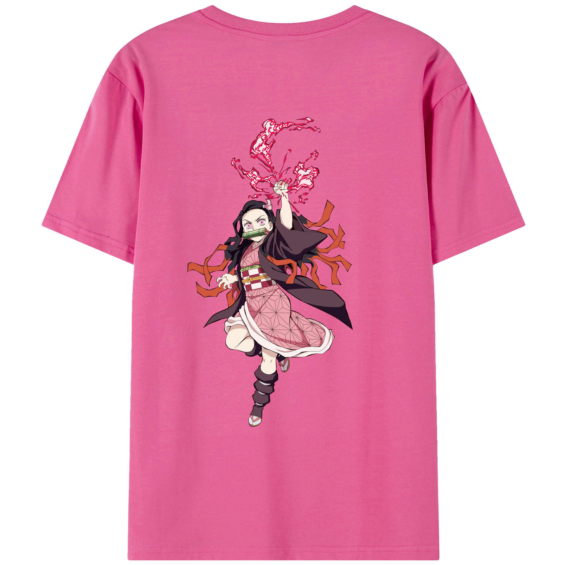（画像用） 鬼滅の刃（きめつのやいば）竈門 禰󠄀豆子／かまど ねずこ Kamado Nezuko レディース半袖Tシャツ(バックプリント)