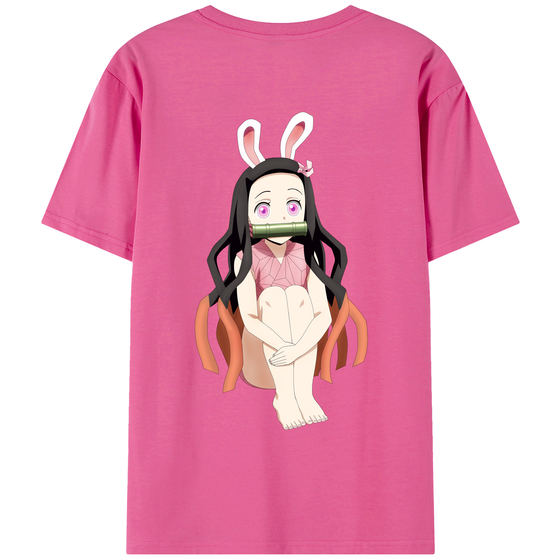 （画像用） 鬼滅の刃（きめつのやいば）竈門 禰󠄀豆子／かまど ねずこ Kamado Nezuko レディース半袖Tシャツ(バックプリント)