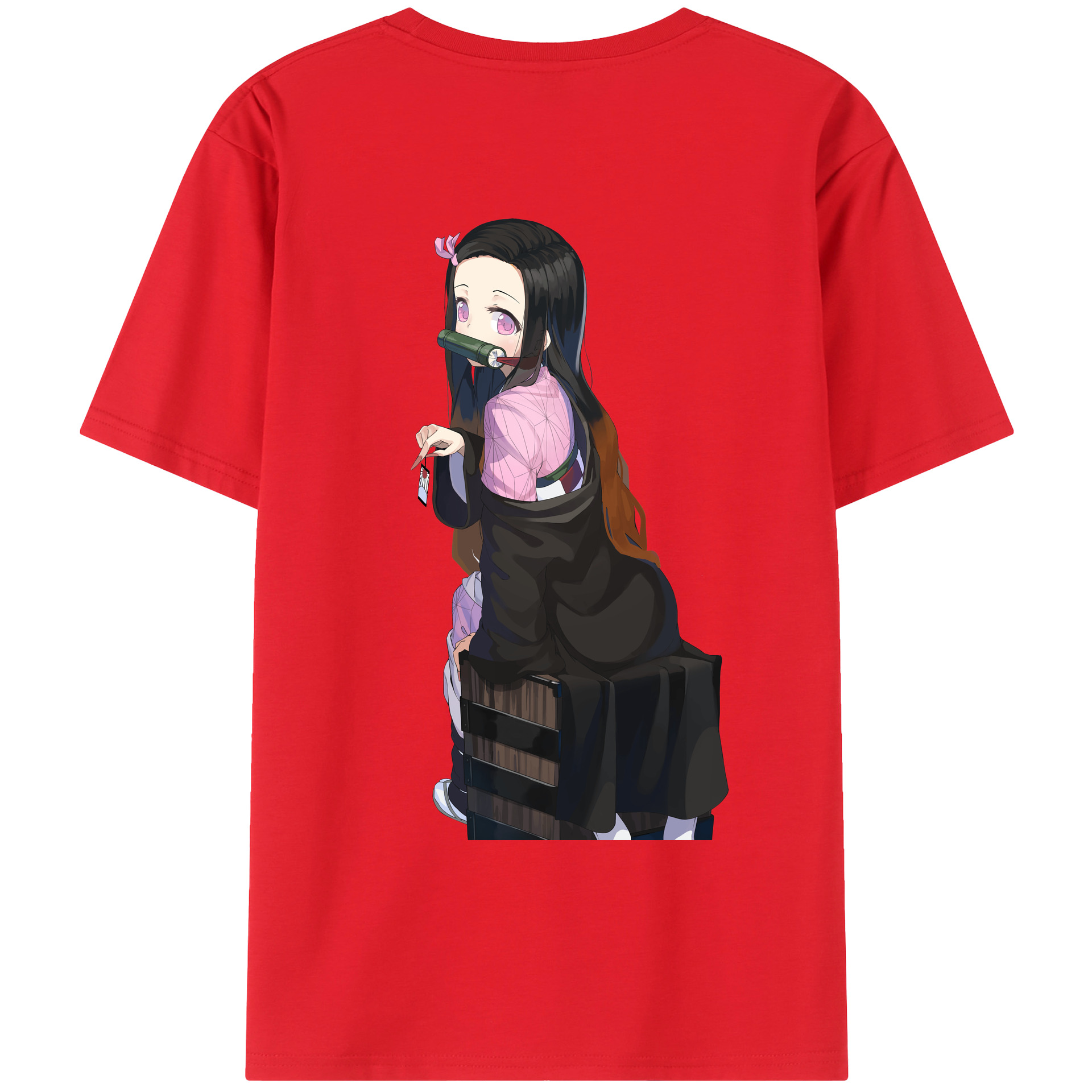（画像用） 鬼滅の刃（きめつのやいば）竈門 禰󠄀豆子／かまど ねずこ Kamado Nezuko レディース半袖Tシャツ(バックプリント)