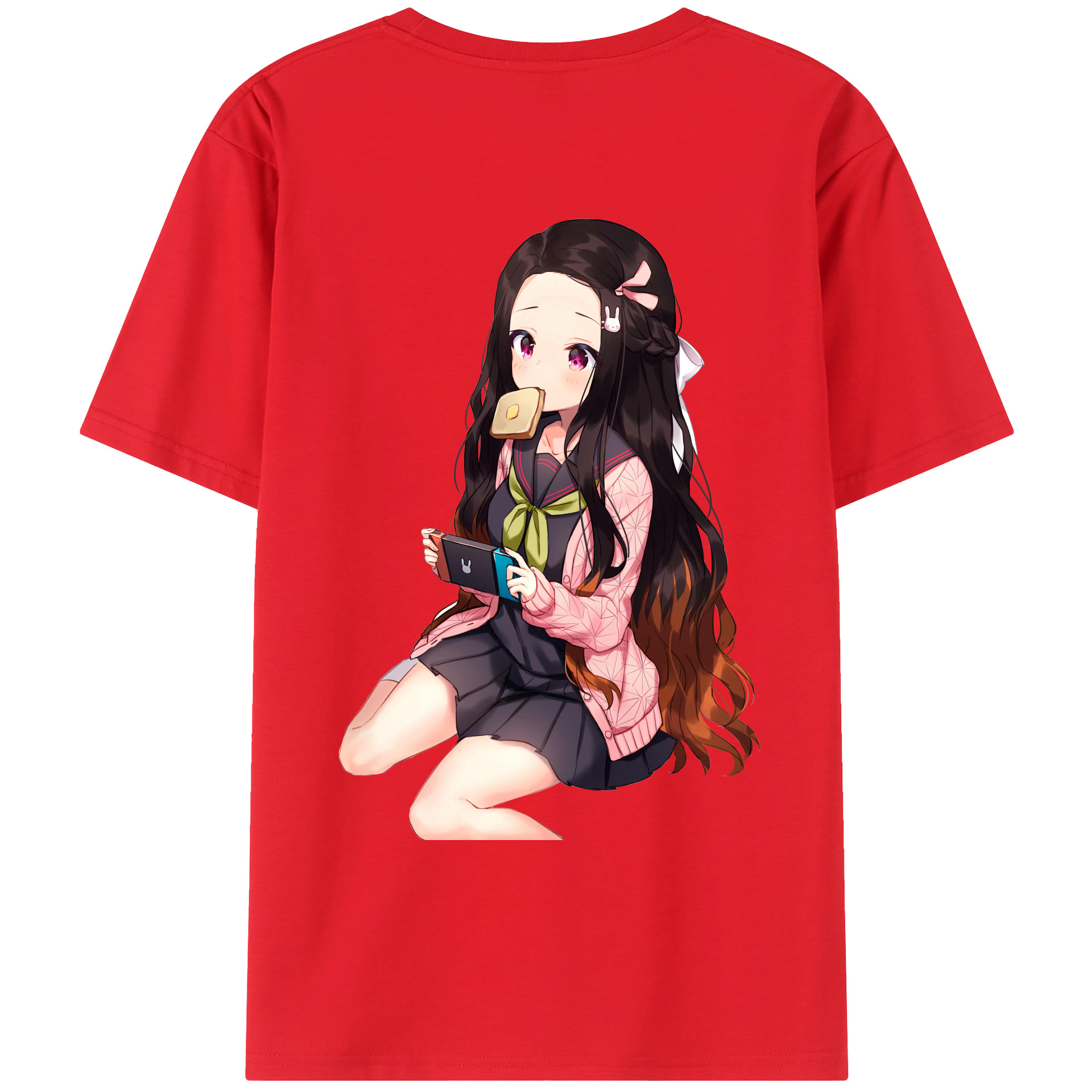 （画像用） 鬼滅の刃（きめつのやいば）竈門 禰󠄀豆子／かまど ねずこ Kamado Nezuko レディース半袖Tシャツ(バックプリント)