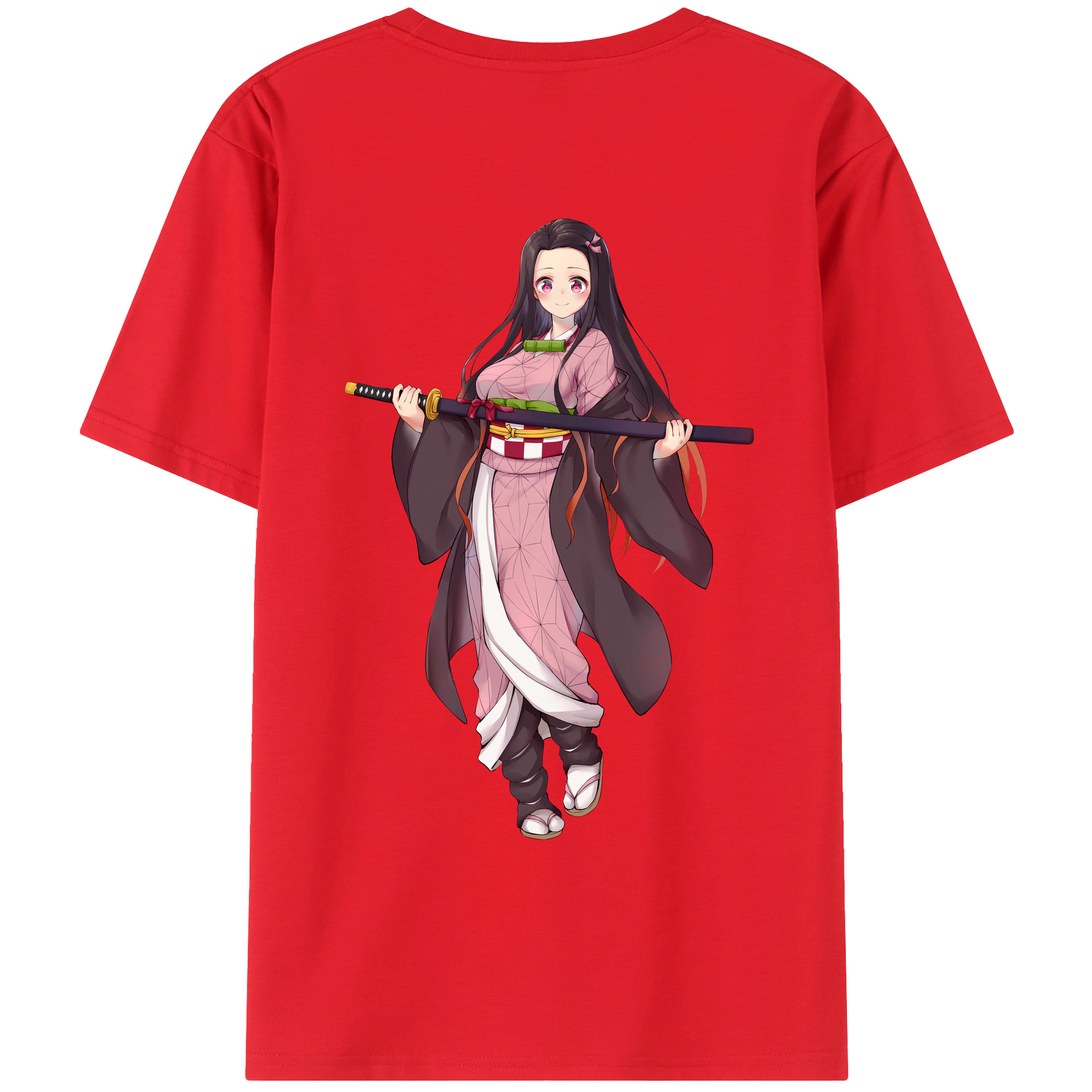 （画像用） 鬼滅の刃（きめつのやいば）竈門 禰󠄀豆子／かまど ねずこ Kamado Nezuko レディース半袖Tシャツ(バックプリント)