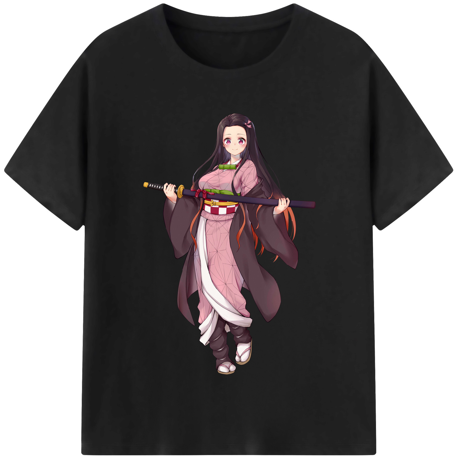 （画像用） 鬼滅の刃（きめつのやいば）竈門 禰󠄀豆子／かまど ねずこ Kamado Nezuko レディースカジュアルプリントTシャツ（綿100％）