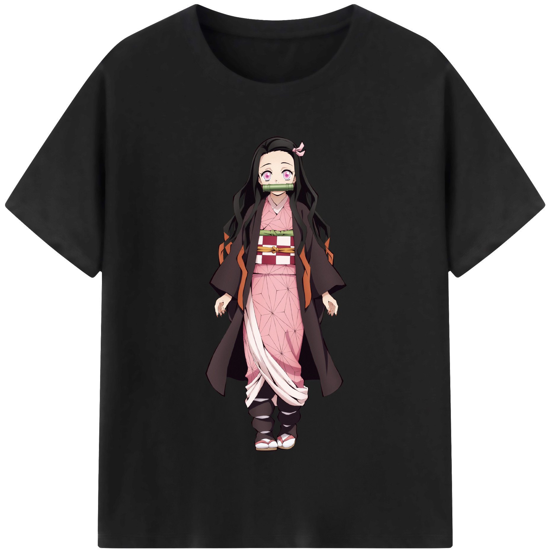 （画像用） 鬼滅の刃（きめつのやいば）竈門 禰󠄀豆子／かまど ねずこ Kamado Nezuko レディースカジュアルプリントTシャツ（綿100％）