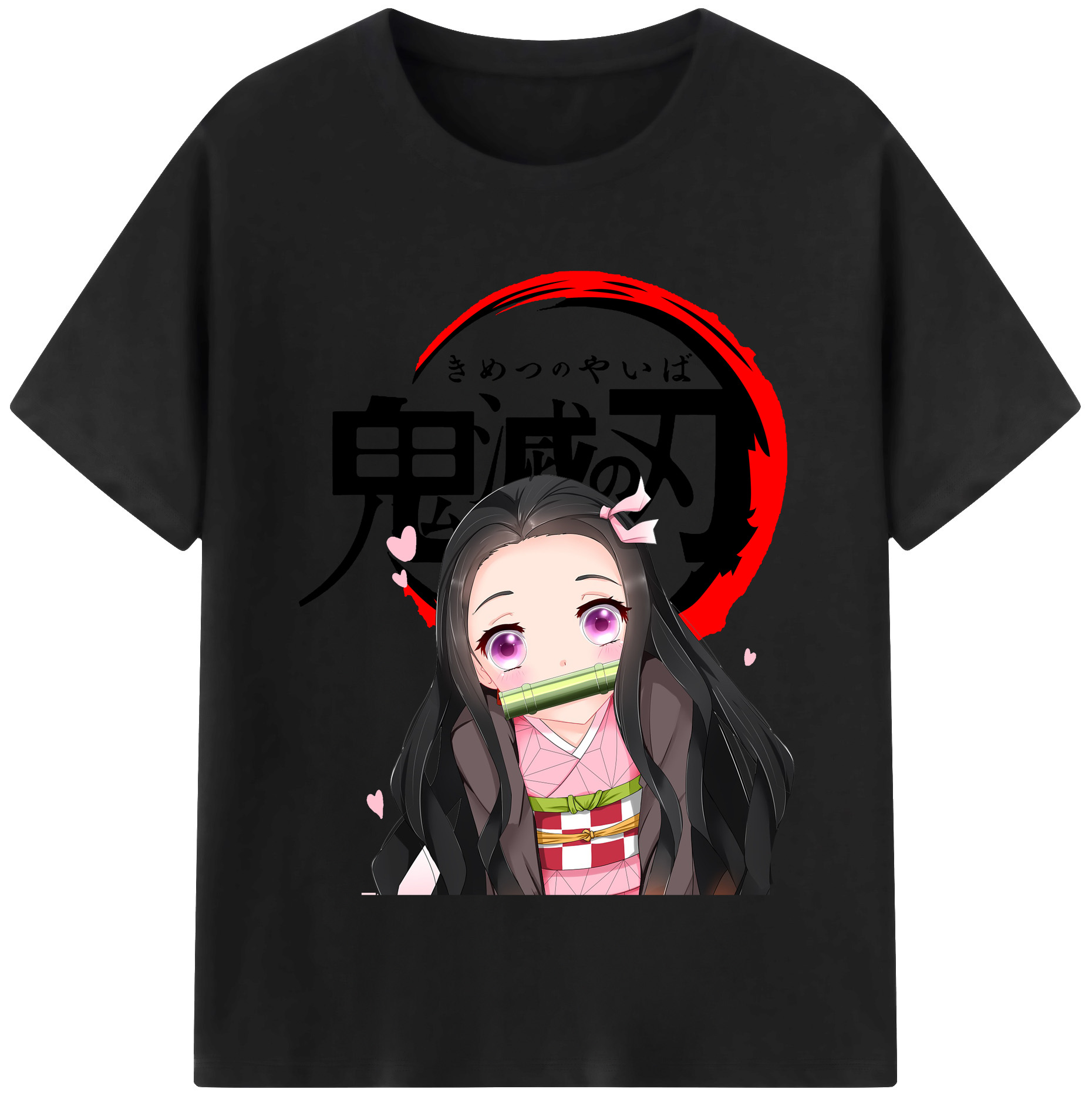 （画像用） 鬼滅の刃（きめつのやいば）竈門 禰󠄀豆子／かまど ねずこ Kamado Nezuko レディースカジュアルプリントTシャツ（綿100％）