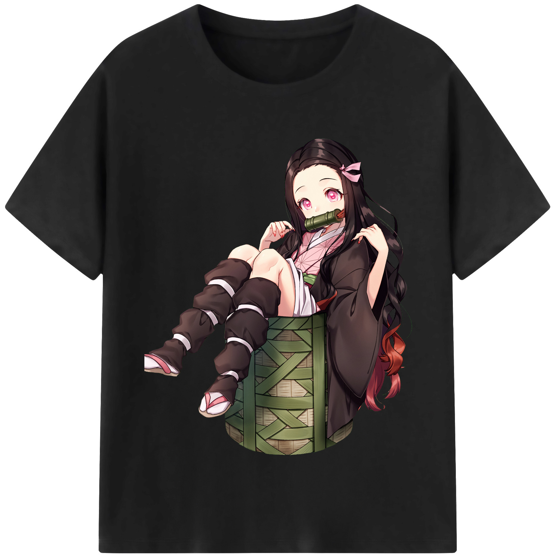 （画像用） 鬼滅の刃（きめつのやいば）竈門 禰󠄀豆子／かまど ねずこ Kamado Nezuko レディースカジュアルプリントTシャツ（綿100％）