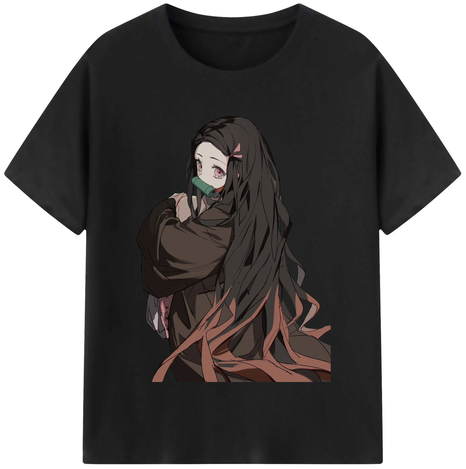 （画像用） 鬼滅の刃（きめつのやいば）竈門 禰󠄀豆子／かまど ねずこ Kamado Nezuko レディースカジュアルプリントTシャツ（綿100％）