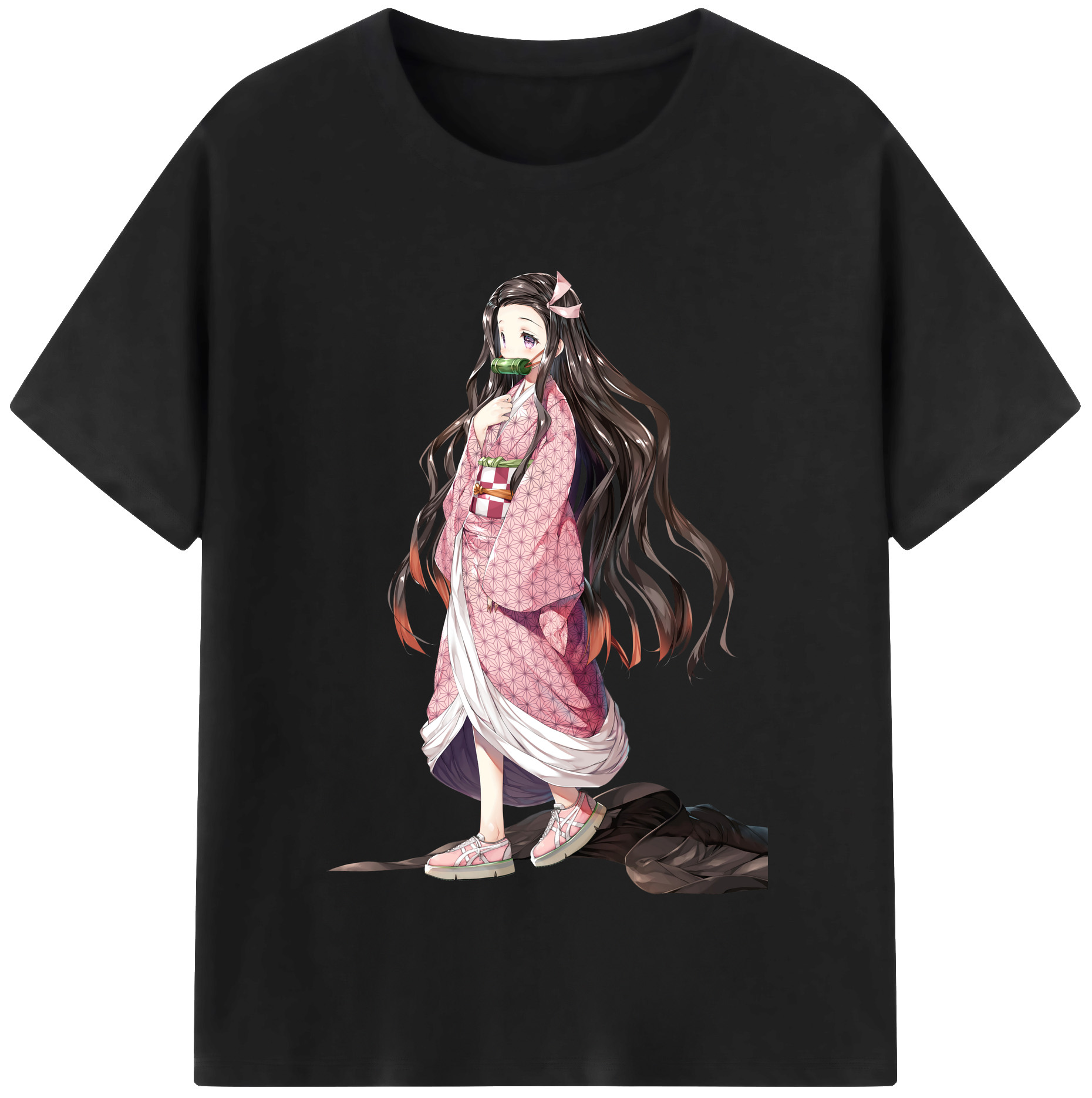 （画像用） 鬼滅の刃（きめつのやいば）竈門 禰󠄀豆子／かまど ねずこ Kamado Nezuko レディースカジュアルプリントTシャツ（綿100％）