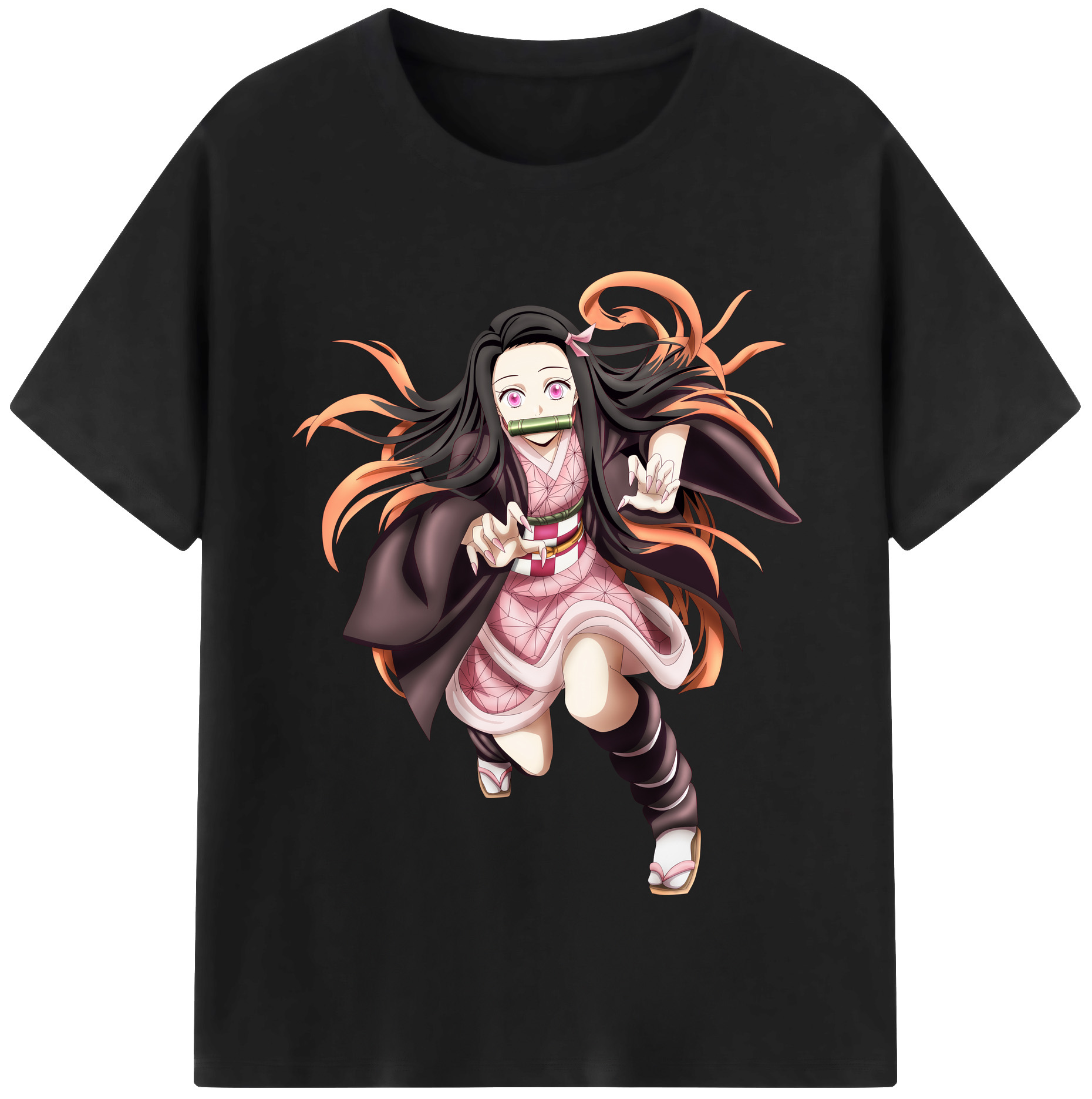 （画像用） 鬼滅の刃（きめつのやいば）竈門 禰󠄀豆子／かまど ねずこ Kamado Nezuko レディースカジュアルプリントTシャツ（綿100％）