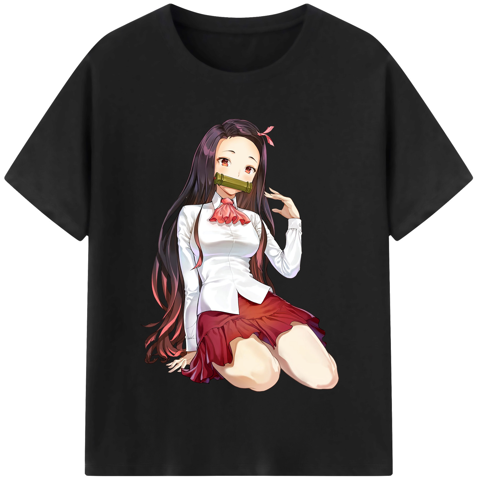 （画像用） 鬼滅の刃（きめつのやいば）竈門 禰󠄀豆子／かまど ねずこ Kamado Nezuko レディースカジュアルプリントTシャツ（綿100％）