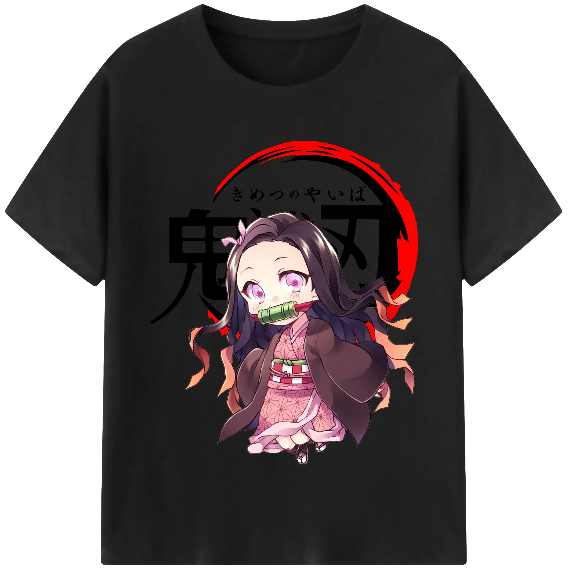 （画像用） 鬼滅の刃（きめつのやいば）竈門 禰󠄀豆子／かまど ねずこ Kamado Nezuko レディースカジュアルプリントTシャツ（綿100％）
