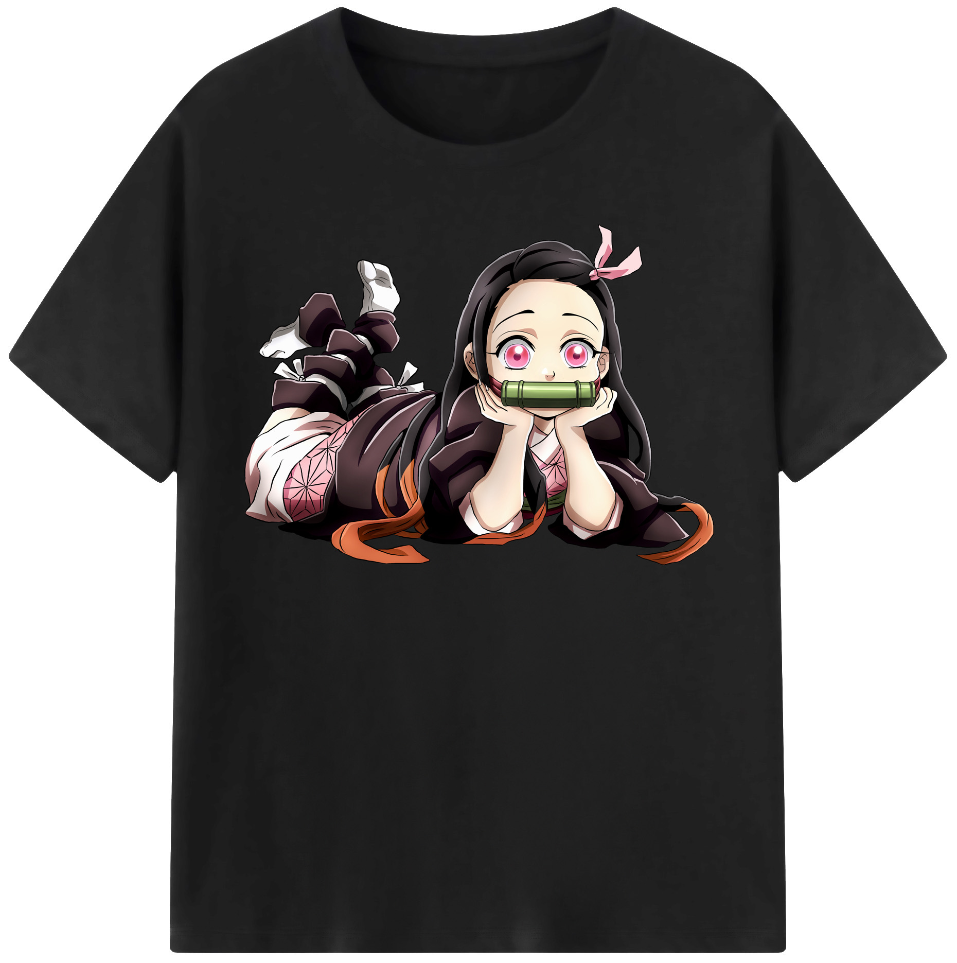 （画像用） 鬼滅の刃（きめつのやいば）竈門 禰󠄀豆子／かまど ねずこ Kamado Nezuko レディースカジュアルプリントTシャツ（綿100％）