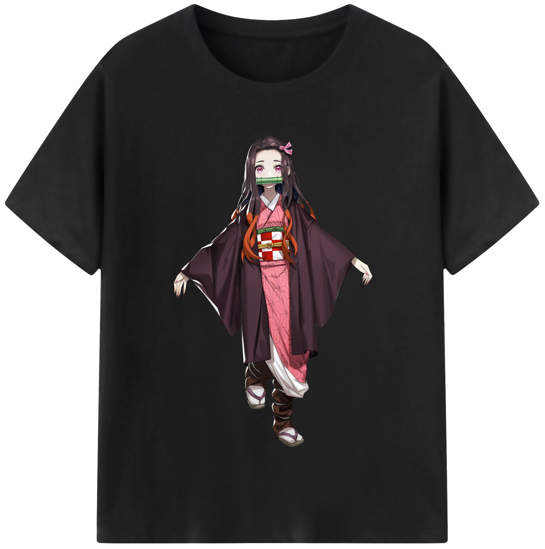 （画像用） 鬼滅の刃（きめつのやいば）竈門 禰󠄀豆子／かまど ねずこ Kamado Nezuko レディースカジュアルプリントTシャツ（綿100％）