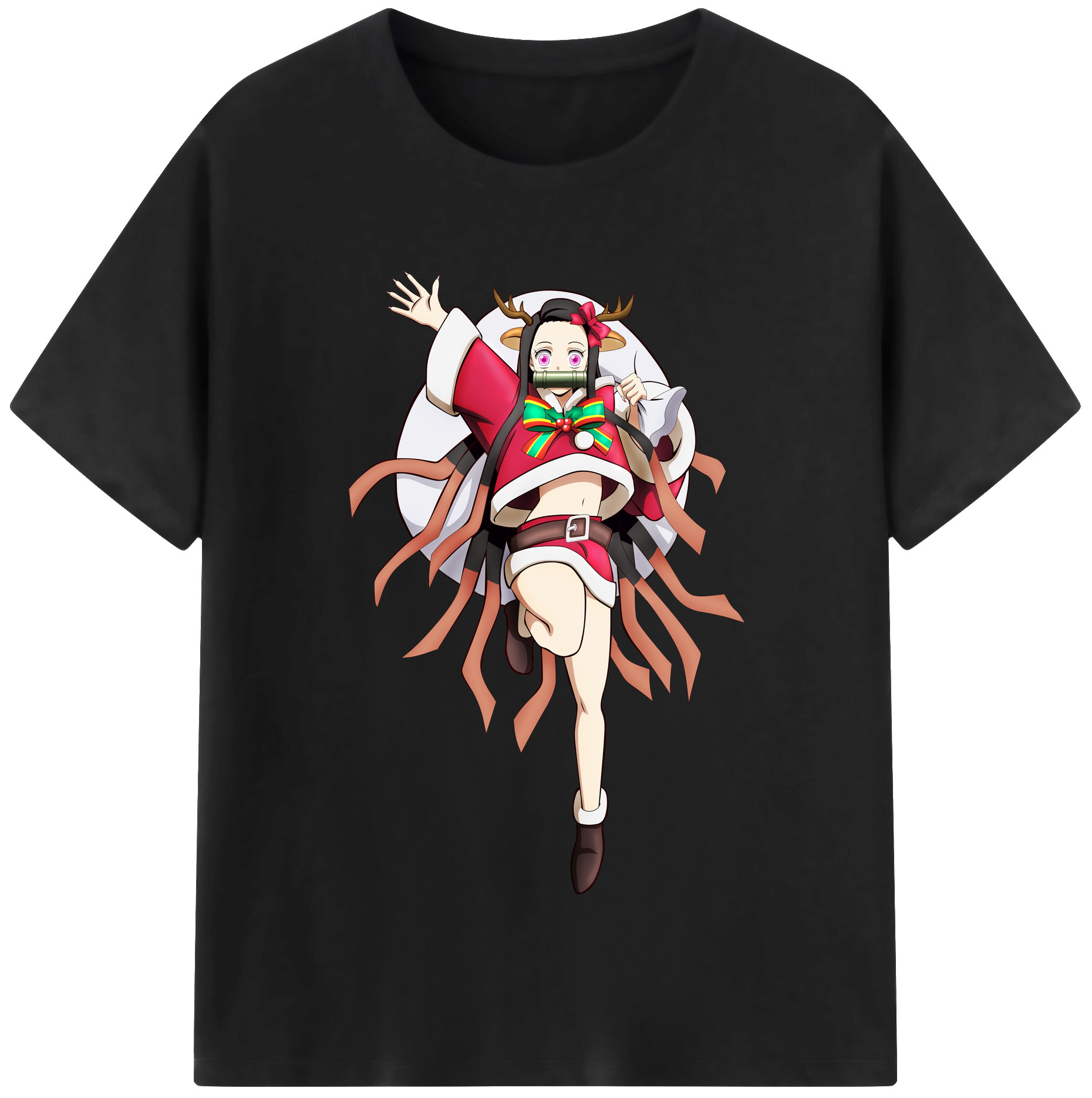 （画像用） 鬼滅の刃（きめつのやいば）竈門 禰󠄀豆子／かまど ねずこ Kamado Nezuko レディースカジュアルプリントTシャツ（綿100％）