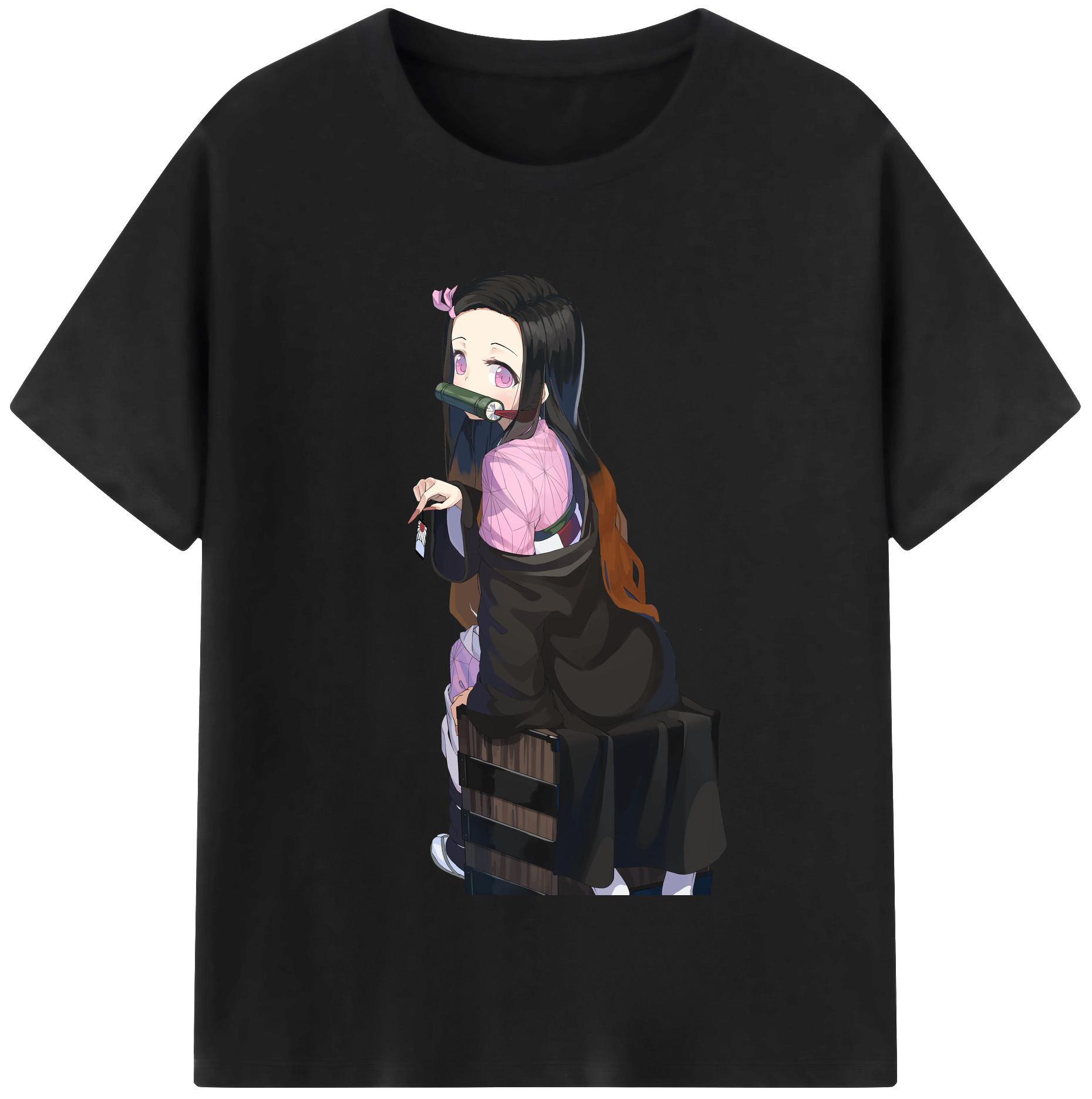 （画像用） 鬼滅の刃（きめつのやいば）竈門 禰󠄀豆子／かまど ねずこ Kamado Nezuko レディースカジュアルプリントTシャツ（綿100％）