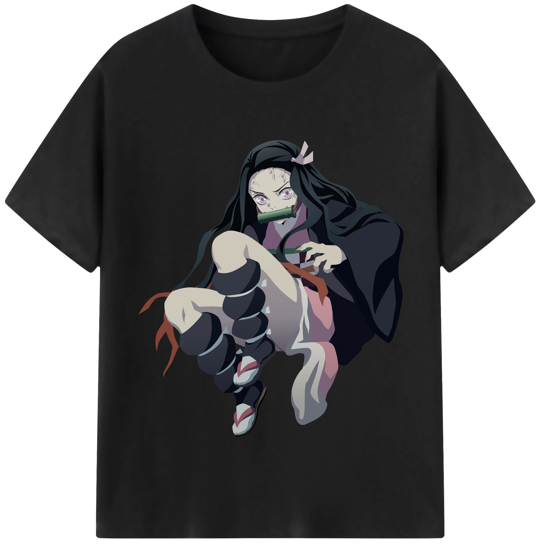（画像用） 鬼滅の刃（きめつのやいば）竈門 禰󠄀豆子／かまど ねずこ Kamado Nezuko レディースカジュアルプリントTシャツ（綿100％）