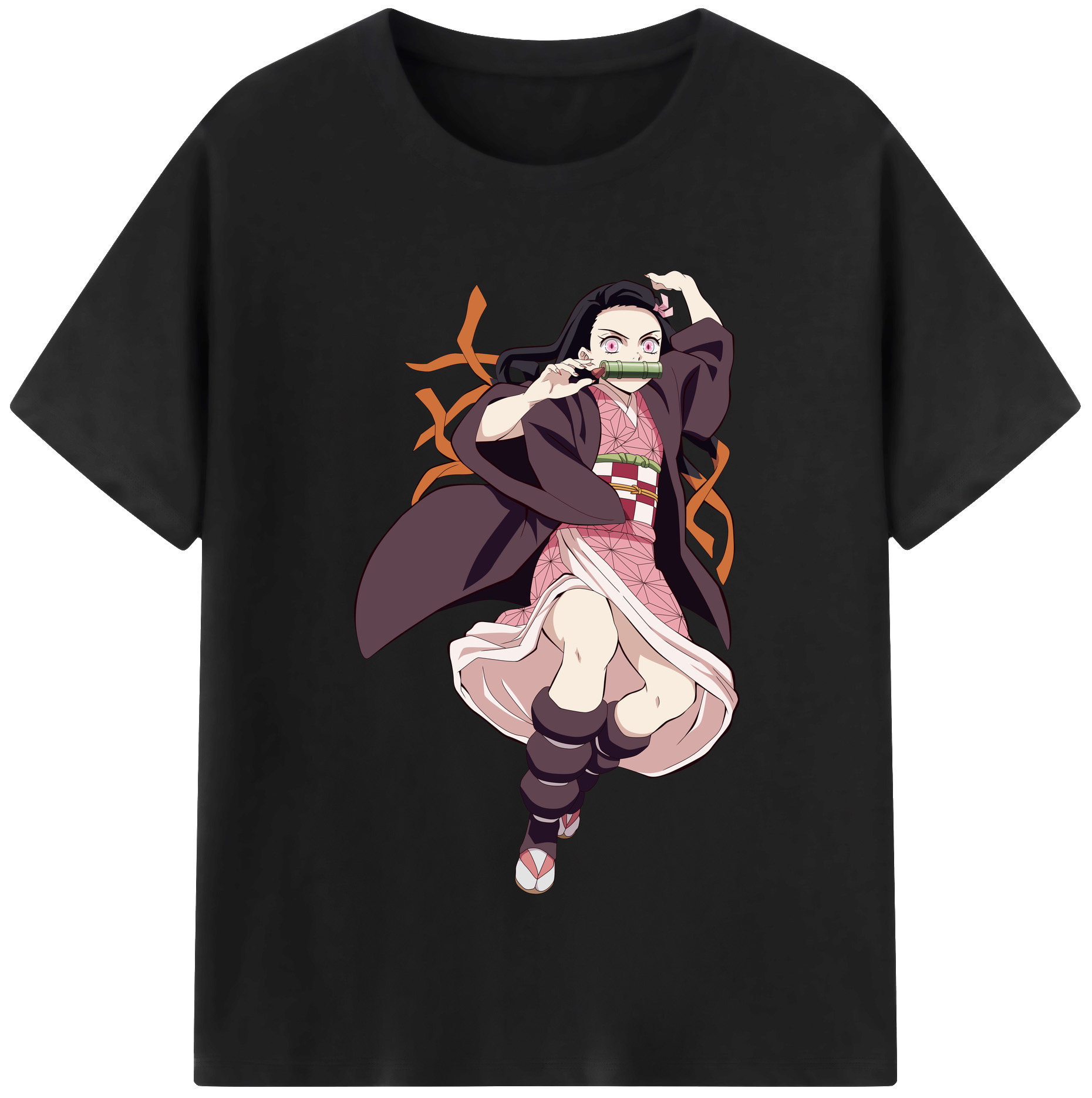 （画像用） 鬼滅の刃（きめつのやいば）竈門 禰󠄀豆子／かまど ねずこ Kamado Nezuko レディースカジュアルプリントTシャツ（綿100％）