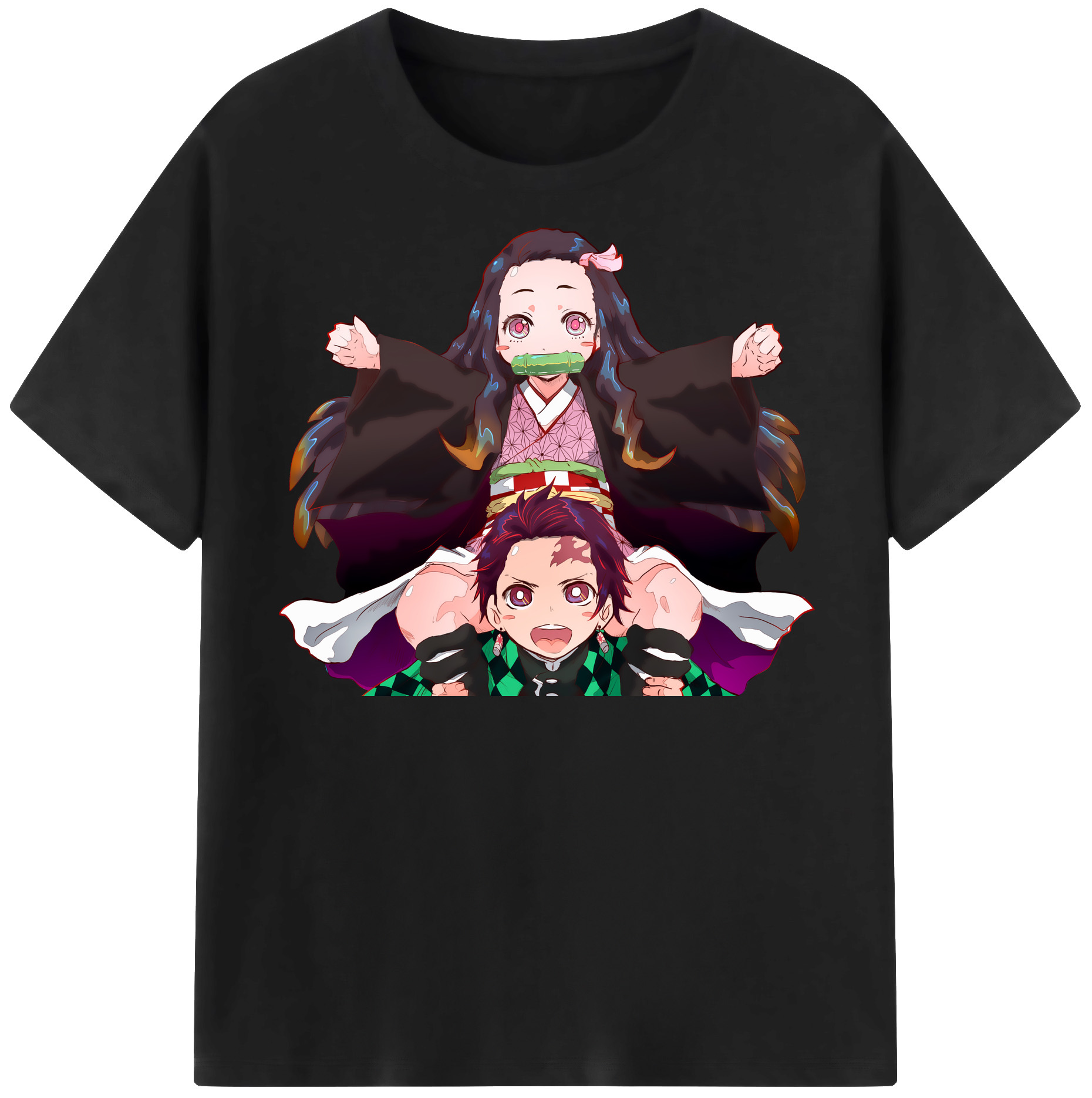 （画像用） 鬼滅の刃（きめつのやいば）竈門 禰󠄀豆子／かまど ねずこ Kamado Nezuko レディースカジュアルプリントTシャツ（綿100％）