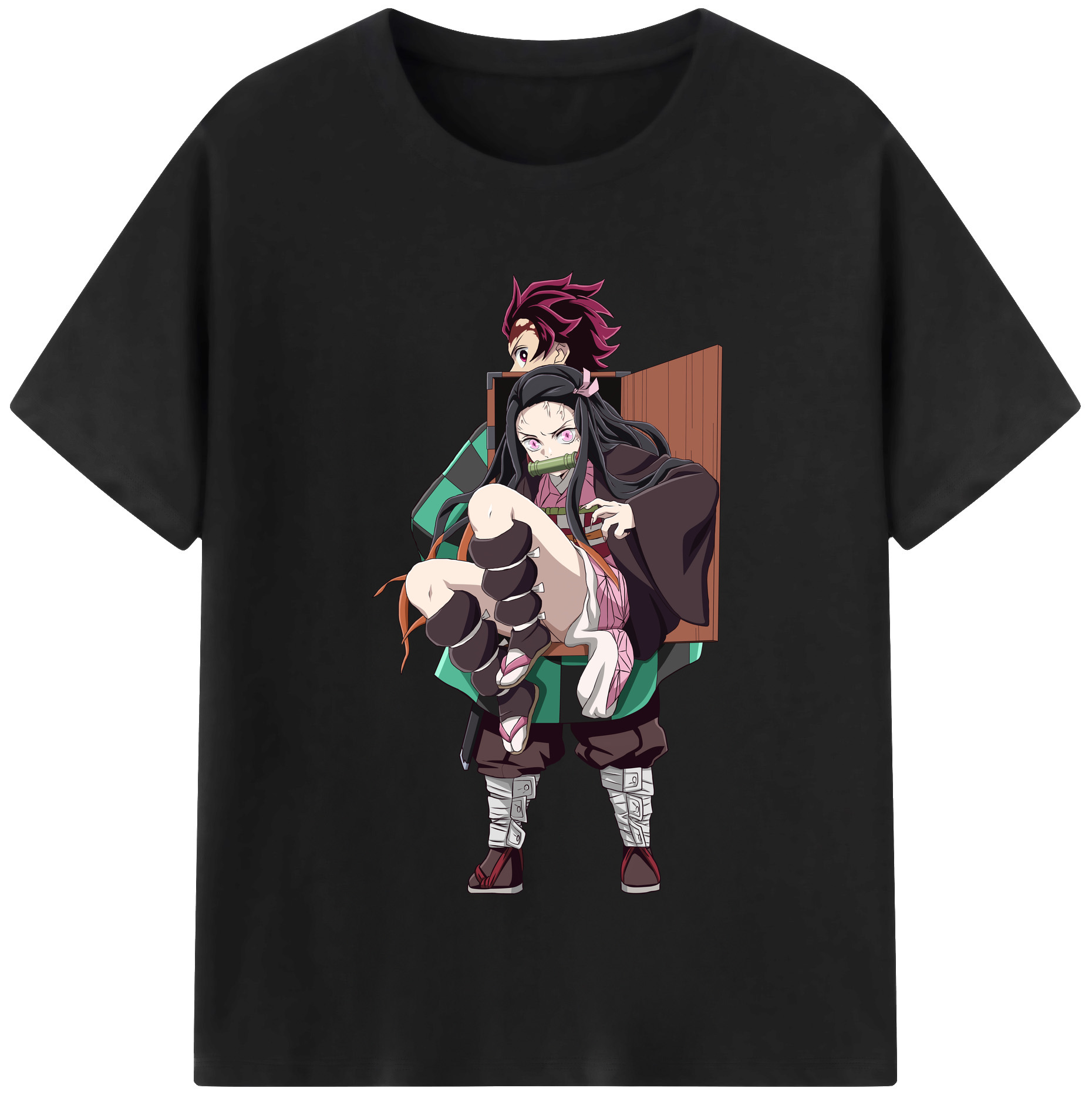（画像用） 鬼滅の刃（きめつのやいば）竈門 禰󠄀豆子／かまど ねずこ Kamado Nezuko レディースカジュアルプリントTシャツ（綿100％）