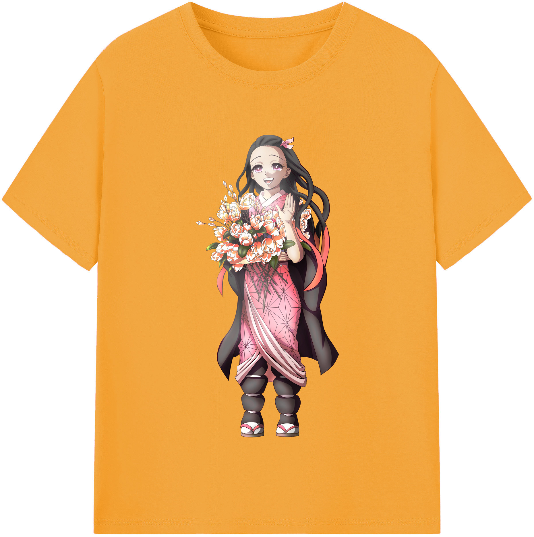 （画像用） 鬼滅の刃（きめつのやいば）竈門 禰󠄀豆子／かまど ねずこ Kamado Nezuko レディースカジュアルプリントTシャツ（綿100％）