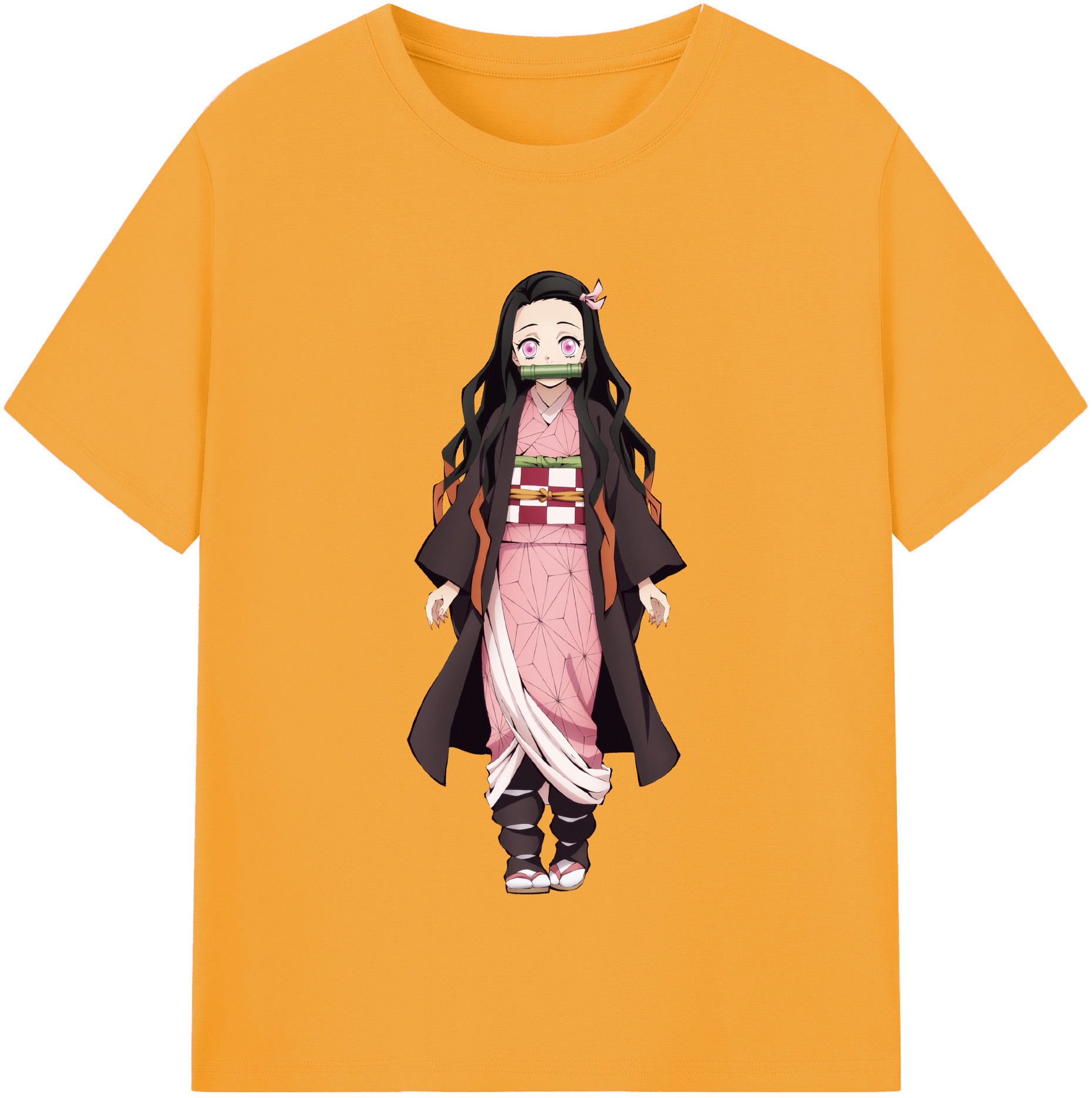 （画像用） 鬼滅の刃（きめつのやいば）竈門 禰󠄀豆子／かまど ねずこ Kamado Nezuko レディースカジュアルプリントTシャツ（綿100％）
