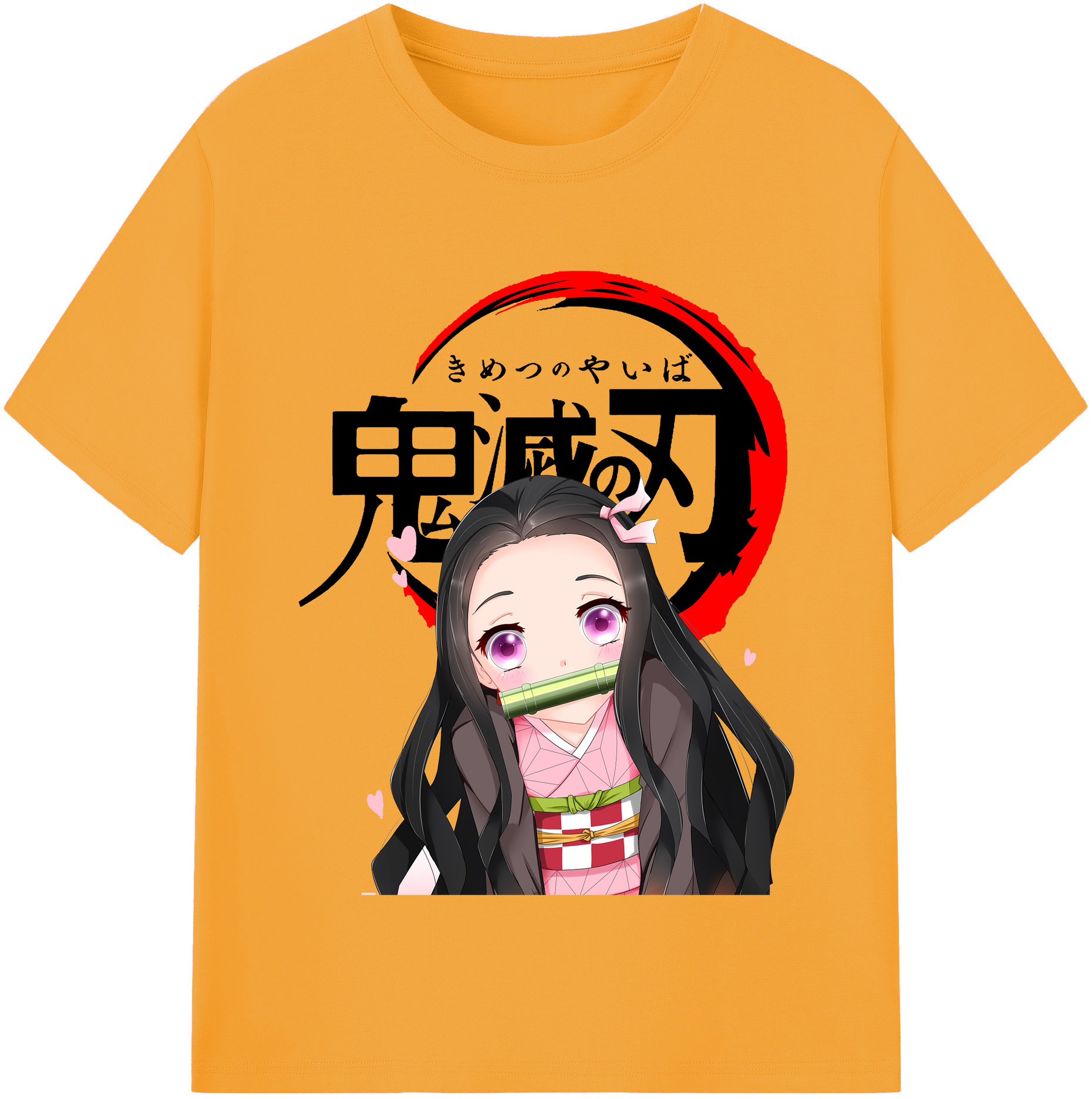 （画像用） 鬼滅の刃（きめつのやいば）竈門 禰󠄀豆子／かまど ねずこ Kamado Nezuko レディースカジュアルプリントTシャツ（綿100％）