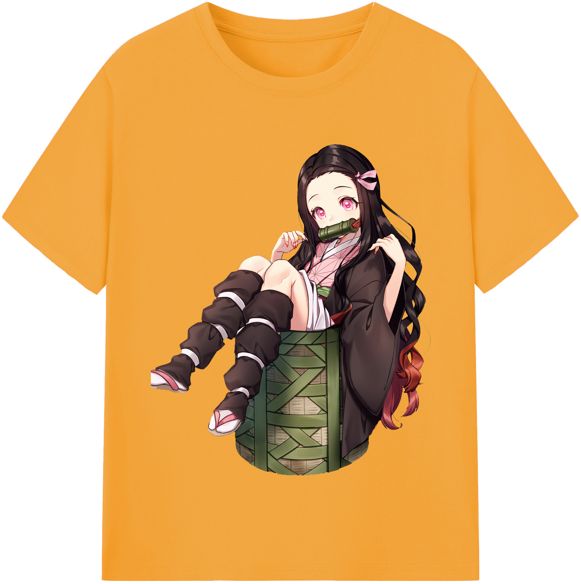 （画像用） 鬼滅の刃（きめつのやいば）竈門 禰󠄀豆子／かまど ねずこ Kamado Nezuko レディースカジュアルプリントTシャツ（綿100％）