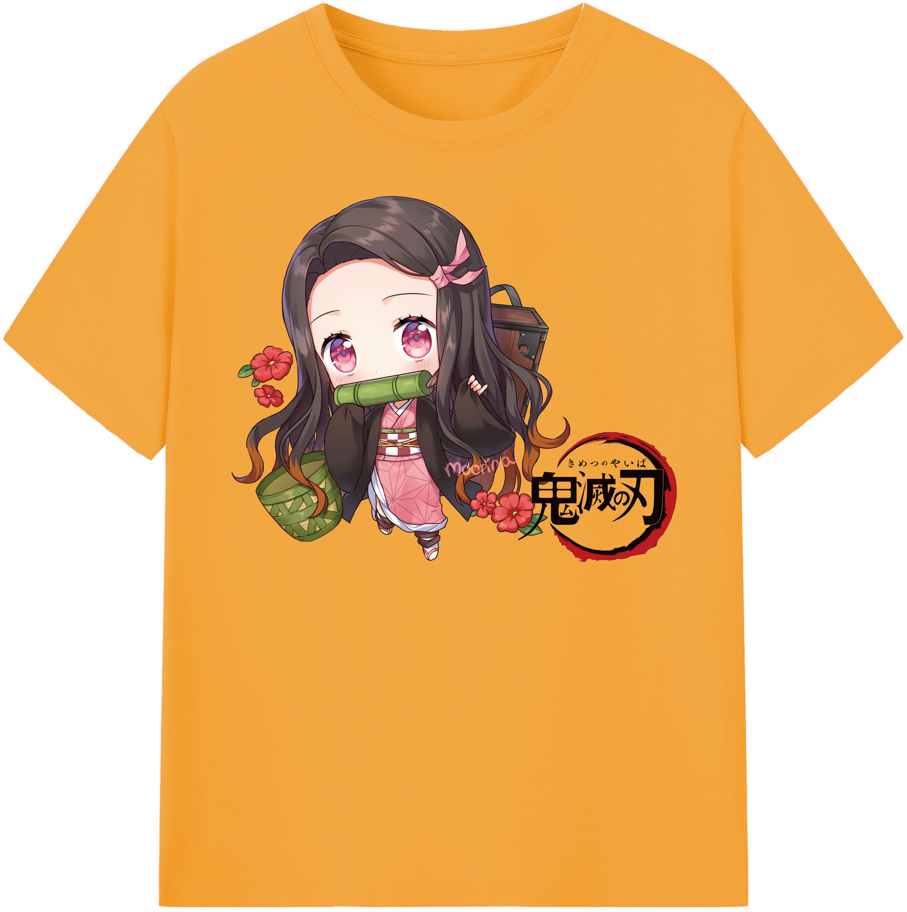 （画像用） 鬼滅の刃（きめつのやいば）竈門 禰󠄀豆子／かまど ねずこ Kamado Nezuko レディースカジュアルプリントTシャツ（綿100％）