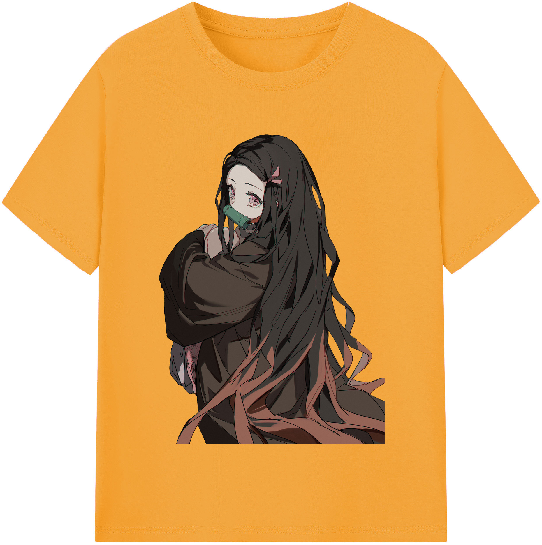 （画像用） 鬼滅の刃（きめつのやいば）竈門 禰󠄀豆子／かまど ねずこ Kamado Nezuko レディースカジュアルプリントTシャツ（綿100％）