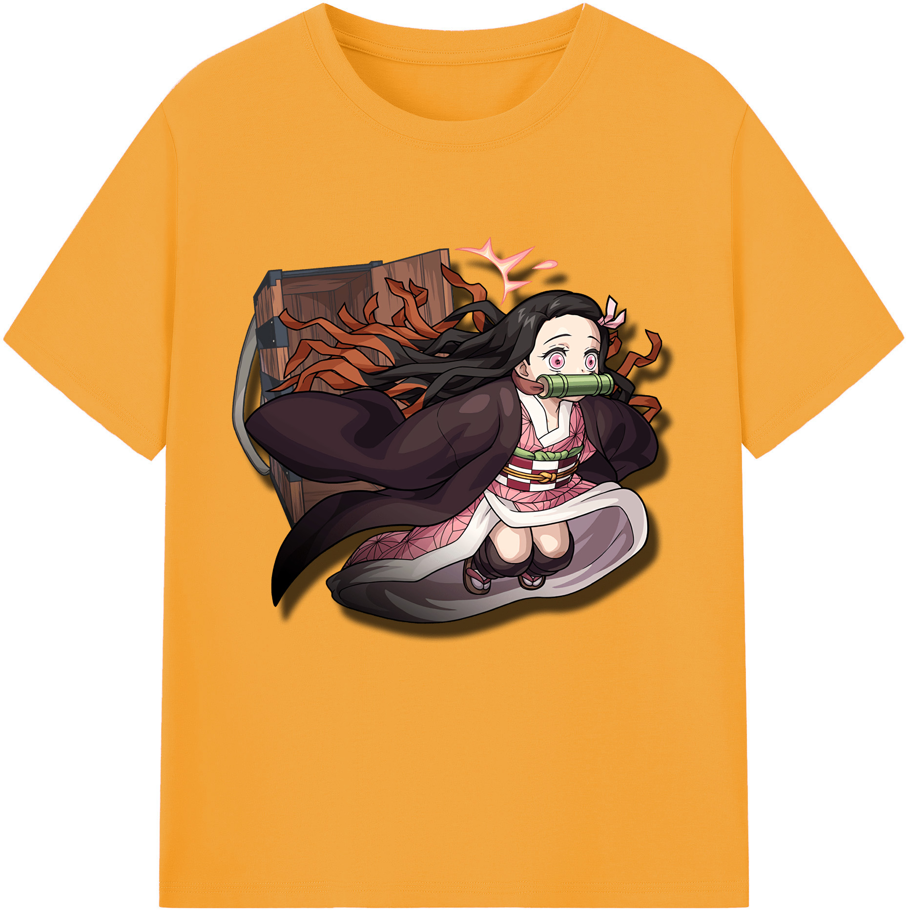 （画像用） 鬼滅の刃（きめつのやいば）竈門 禰󠄀豆子／かまど ねずこ Kamado Nezuko レディースカジュアルプリントTシャツ（綿100％）