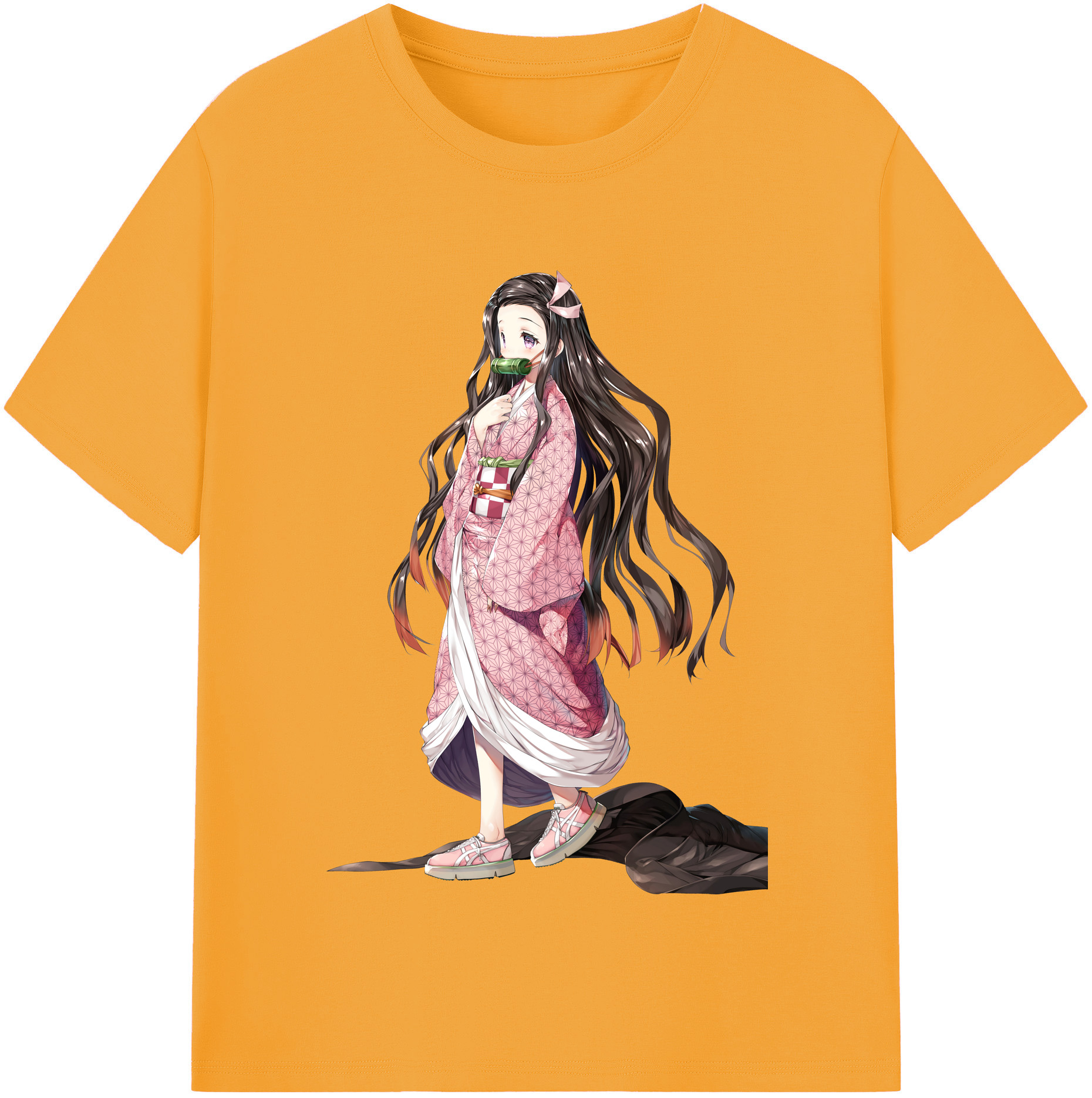 （画像用） 鬼滅の刃（きめつのやいば）竈門 禰󠄀豆子／かまど ねずこ Kamado Nezuko レディースカジュアルプリントTシャツ（綿100％）