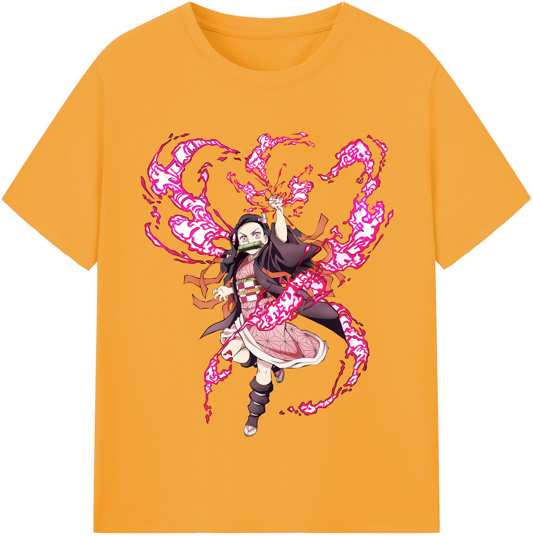 （画像用） 鬼滅の刃（きめつのやいば）竈門 禰󠄀豆子／かまど ねずこ Kamado Nezuko レディースカジュアルプリントTシャツ（綿100％）