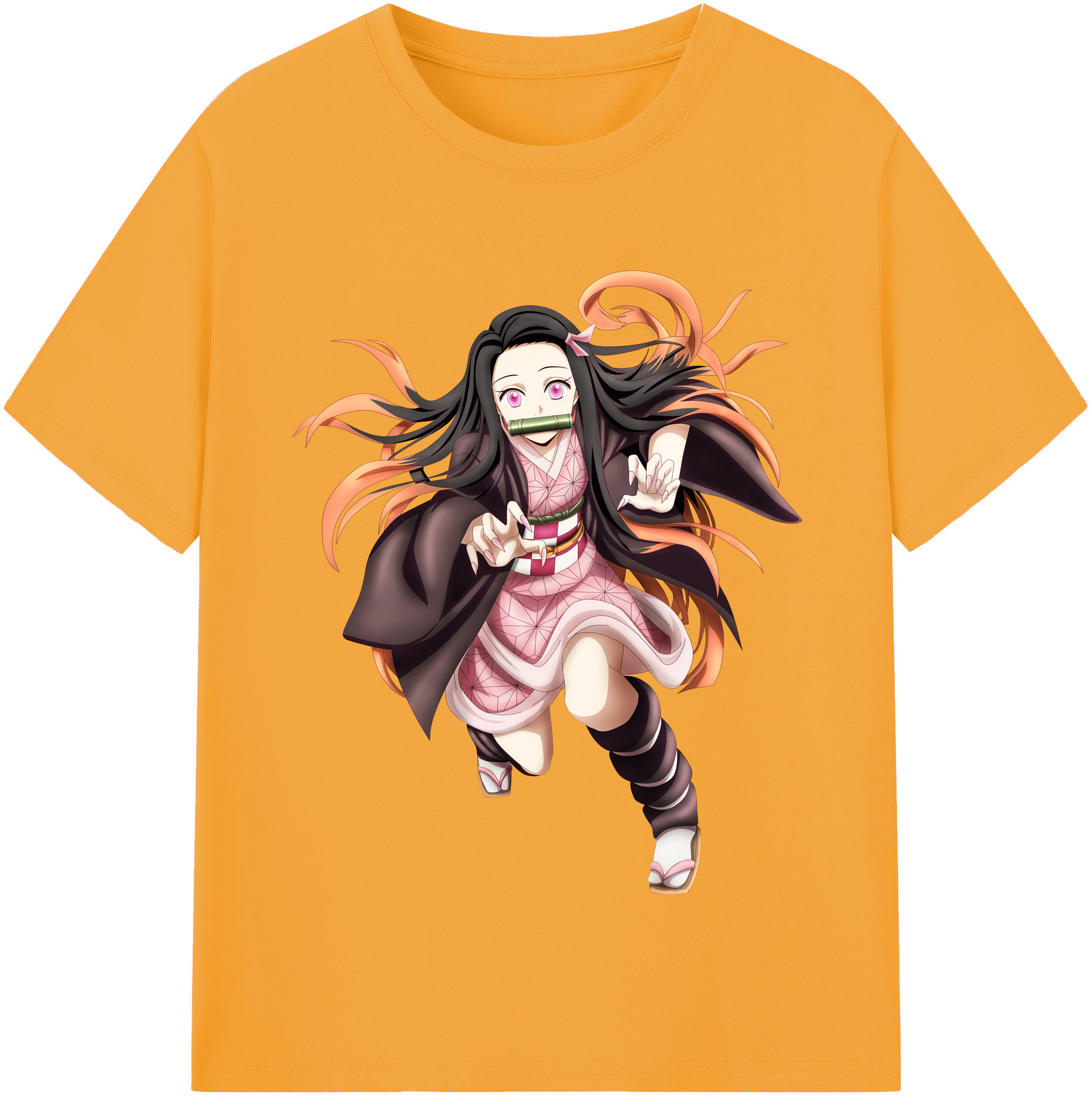 （画像用） 鬼滅の刃（きめつのやいば）竈門 禰󠄀豆子／かまど ねずこ Kamado Nezuko レディースカジュアルプリントTシャツ（綿100％）