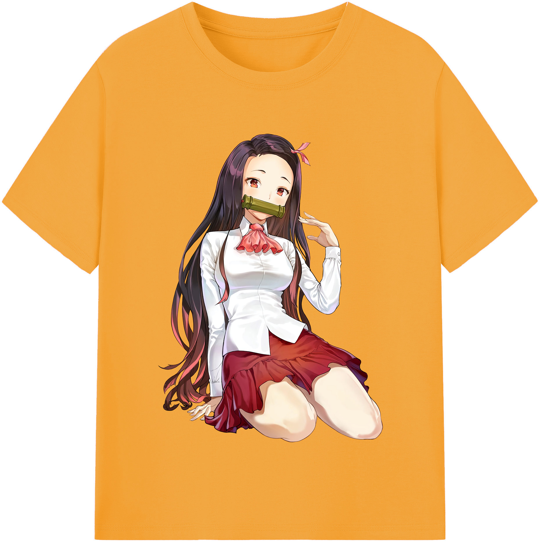 （画像用） 鬼滅の刃（きめつのやいば）竈門 禰󠄀豆子／かまど ねずこ Kamado Nezuko レディースカジュアルプリントTシャツ（綿100％）