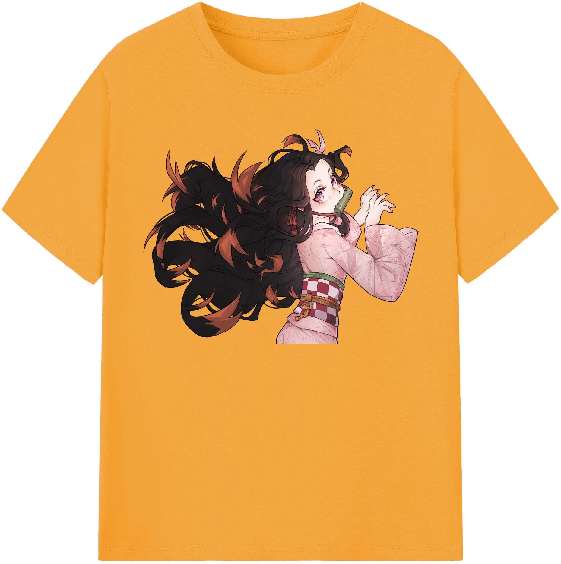 （画像用） 鬼滅の刃（きめつのやいば）竈門 禰󠄀豆子／かまど ねずこ Kamado Nezuko レディースカジュアルプリントTシャツ（綿100％）