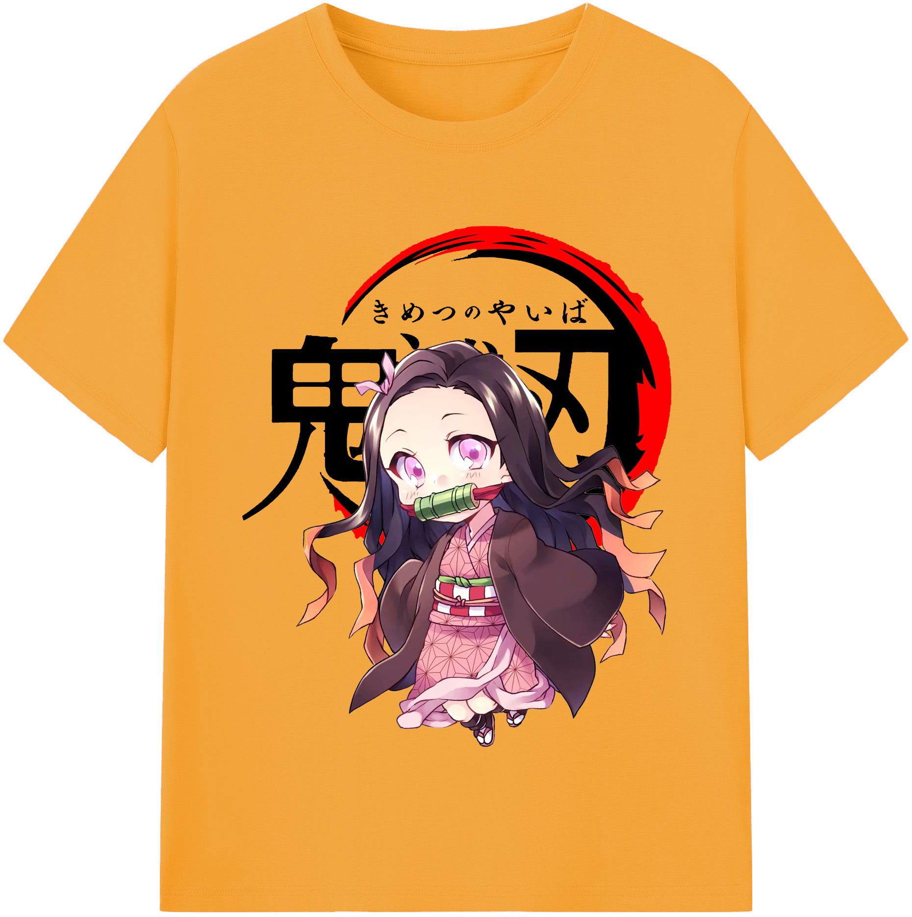 （画像用） 鬼滅の刃（きめつのやいば）竈門 禰󠄀豆子／かまど ねずこ Kamado Nezuko レディースカジュアルプリントTシャツ（綿100％）